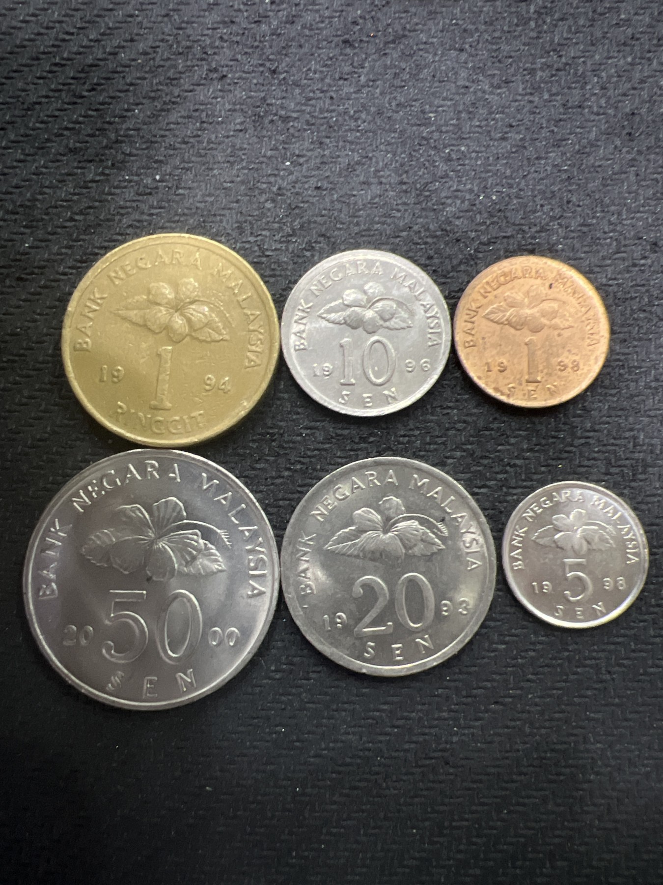 飞翔风筝第7场世界钱币纸币硬币 马来西亚6枚套币