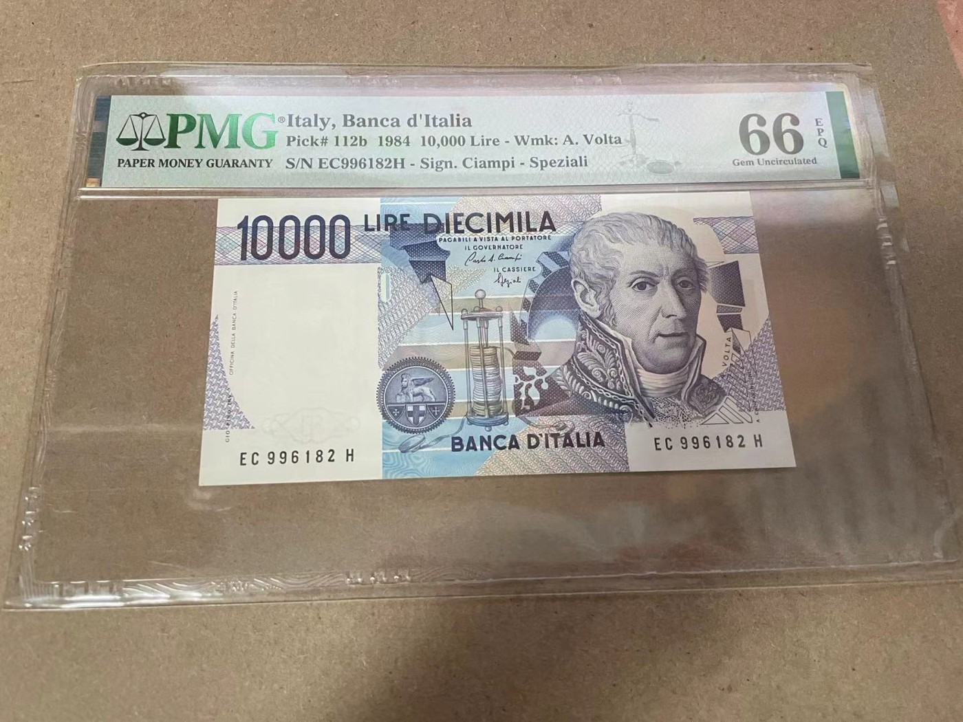 【Blue Auction】✨世界纸币精拍第368期——格雷伯爵夫妇 【无47】意大利 1984年10000里拉 PMG66EPQ 