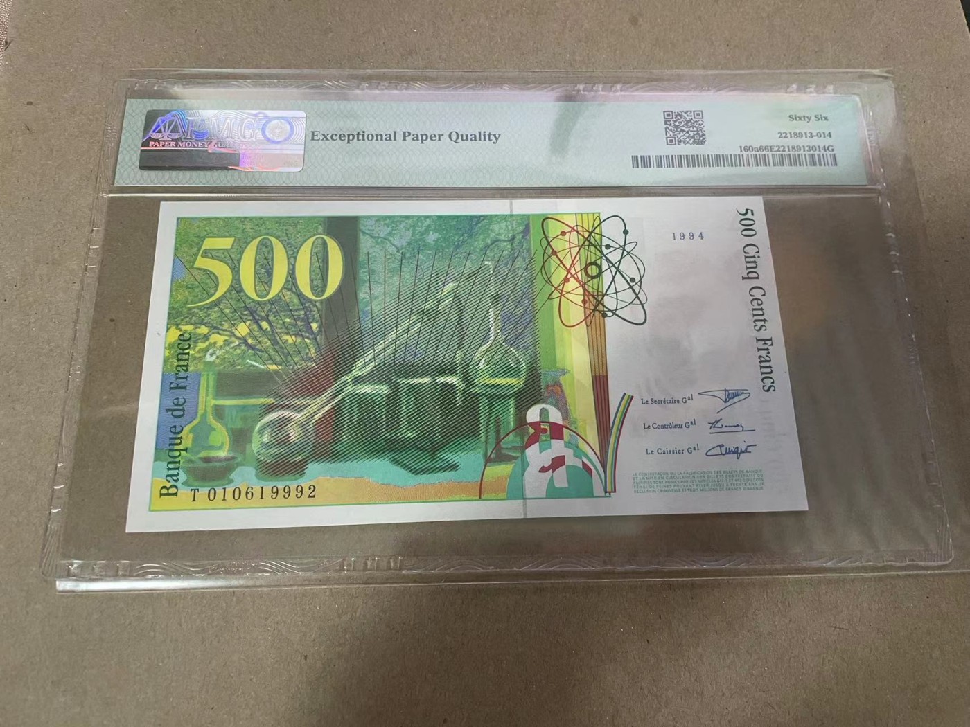 【Blue Auction】✨世界纸币精拍第368期——格雷伯爵夫妇 【无47】法国 1994年500法郎 居里夫人 PMG66EPQ 