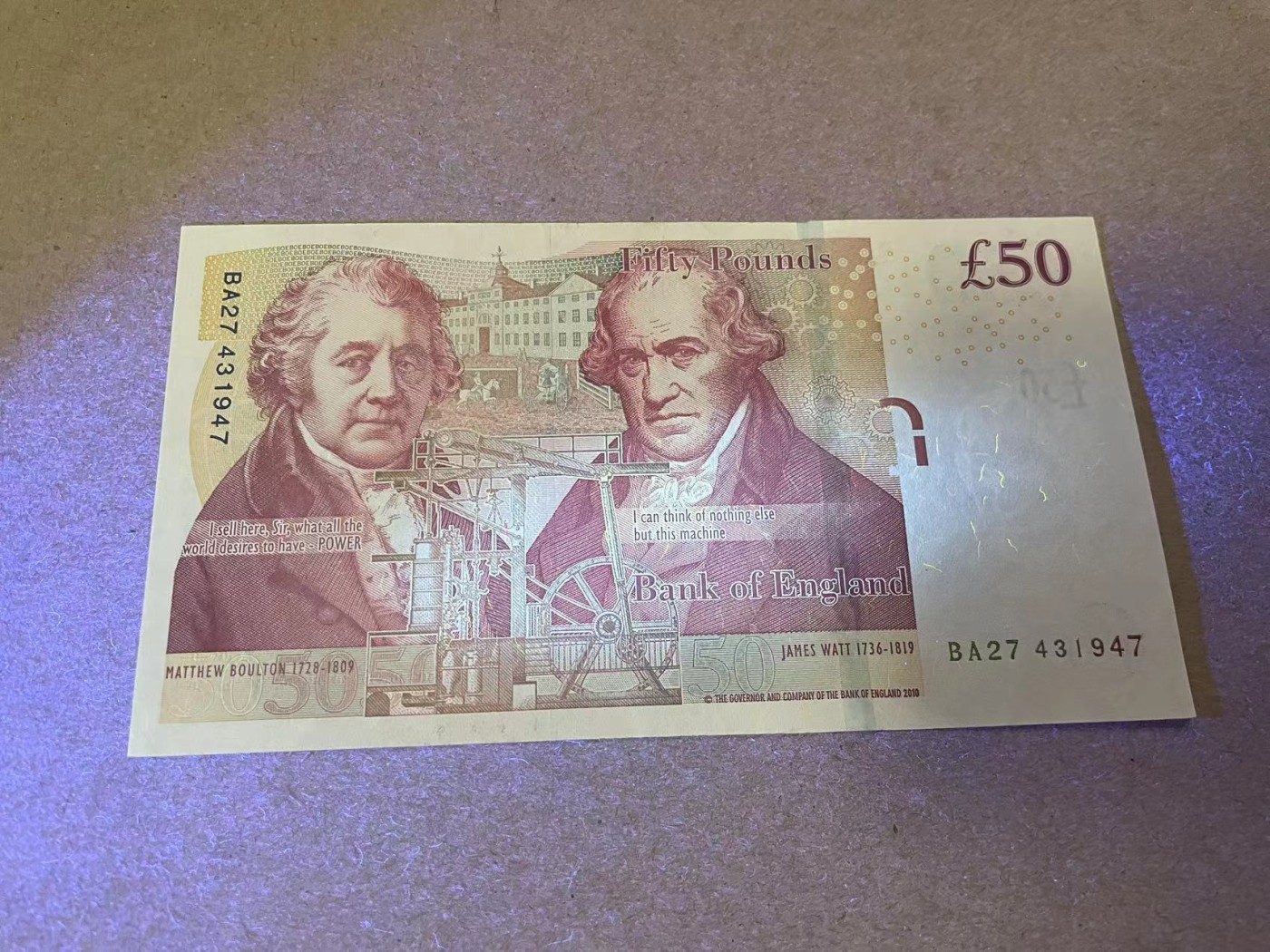 【Blue Auction】✨世界纸币精拍第368期——格雷伯爵夫妇 英国 2010年50镑 品相如图 瓦特