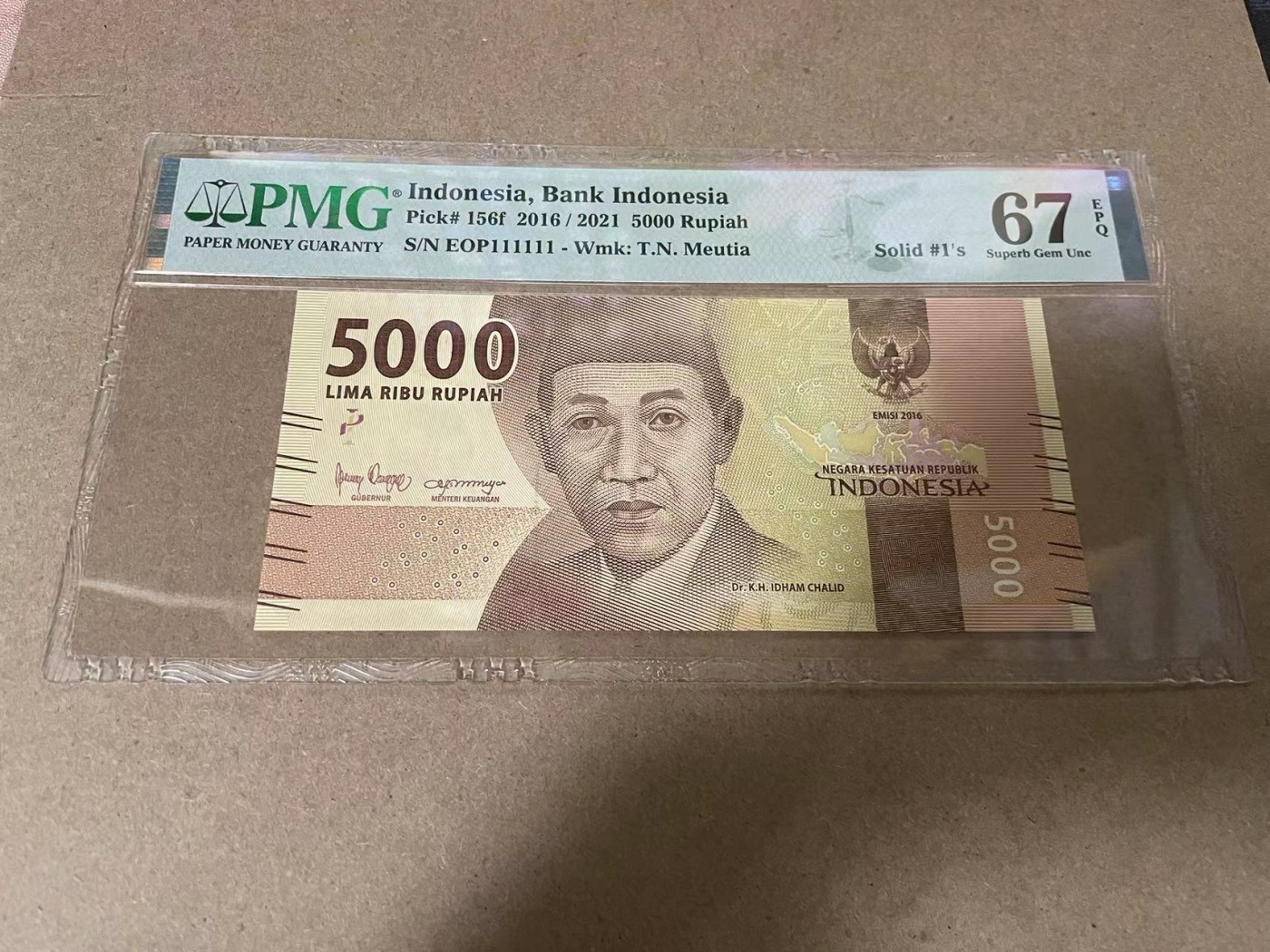 【Blue Auction】✨世界纸币精拍第368期——格雷伯爵夫妇 【全同1】印尼 2016年5000卢比 PMG67EPQ  