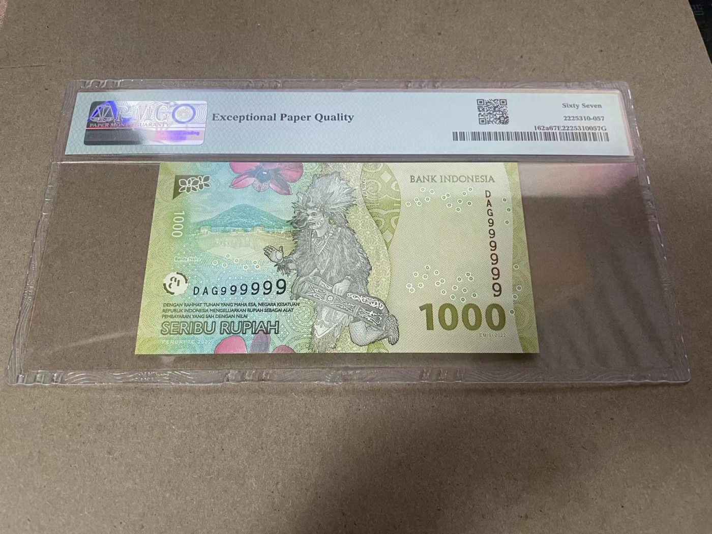 【Blue Auction】✨世界纸币精拍第368期——格雷伯爵夫妇 【全同9】印尼 2022年1000卢比 PMG67EPQ 