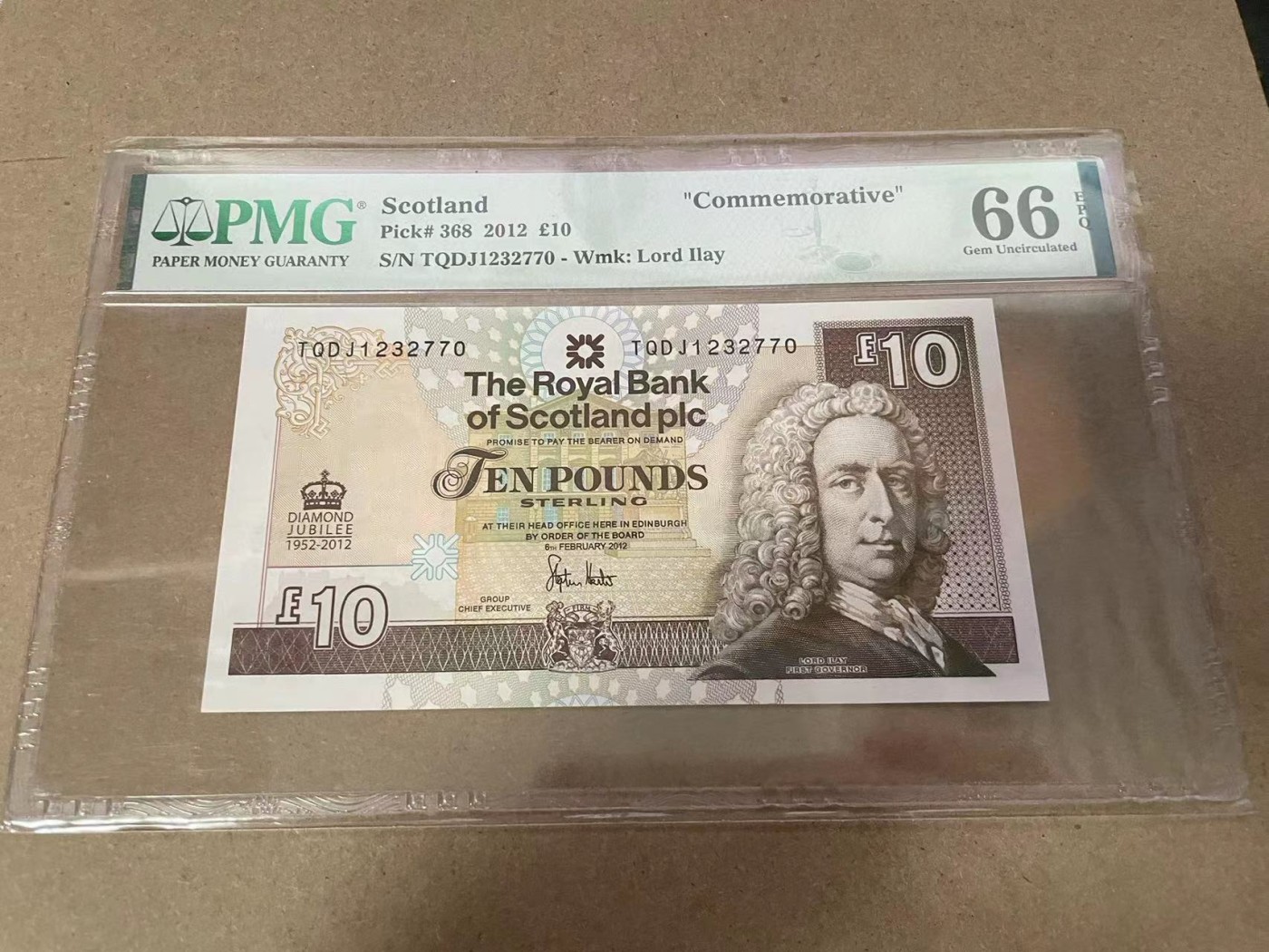【Blue Auction】✨世界纸币精拍第368期——格雷伯爵夫妇 苏格兰 2012年10镑 PMG66EPQ 纪念钞