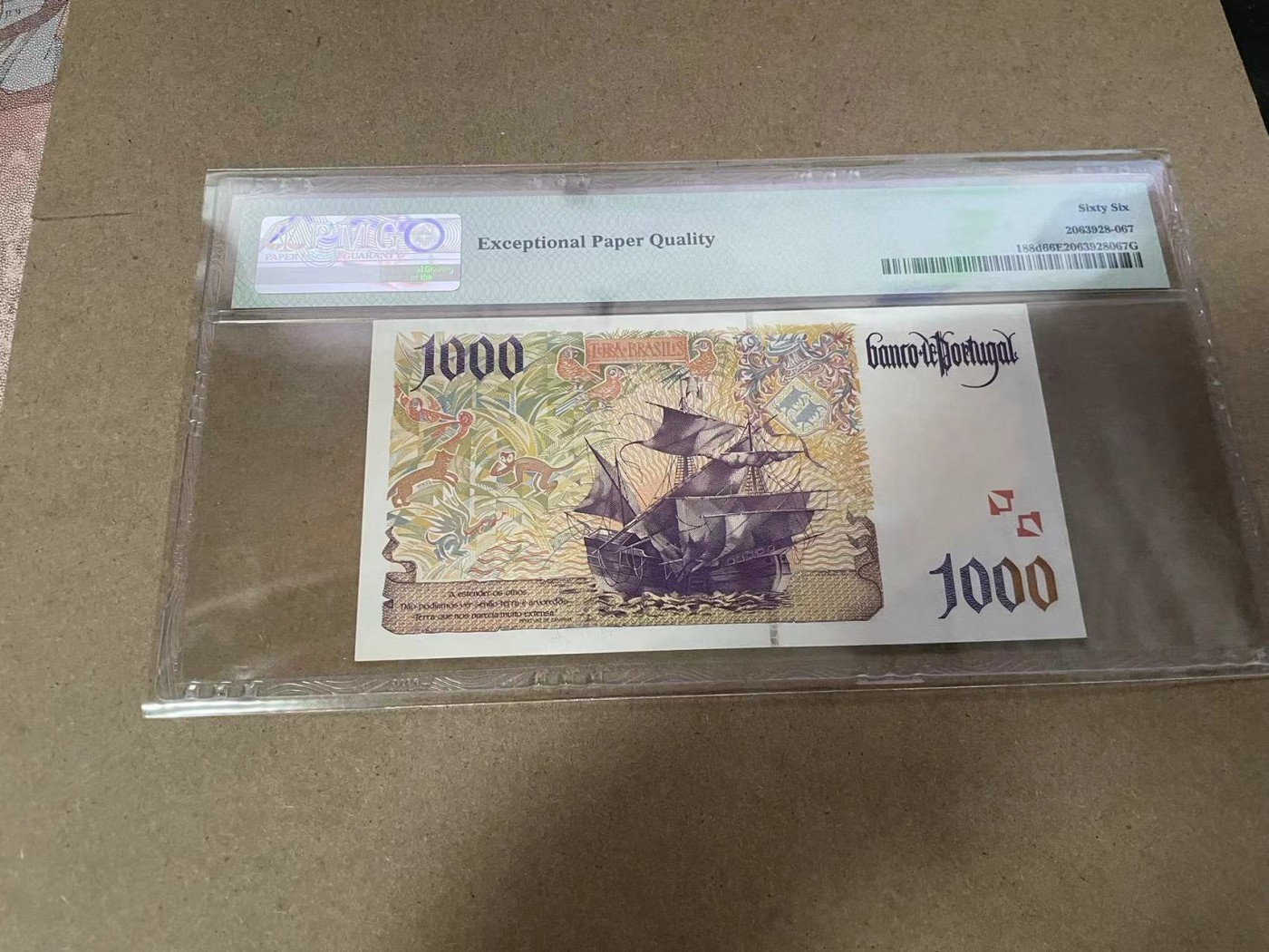 【Blue Auction】✨世界纸币精拍第368期——格雷伯爵夫妇 【无47】葡萄牙 2000年1000埃斯库多 PMG66EPQ 