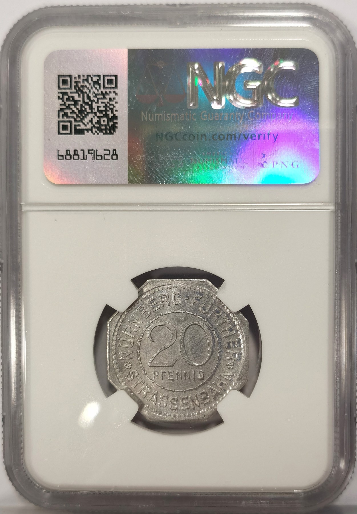 博洋堂世界钱币拍卖第042期周六场（全场包邮）本周五、周六二场连拍 NGC MS65 德国德紧1920年纽伦堡电车代用币20芬尼八角铝币11