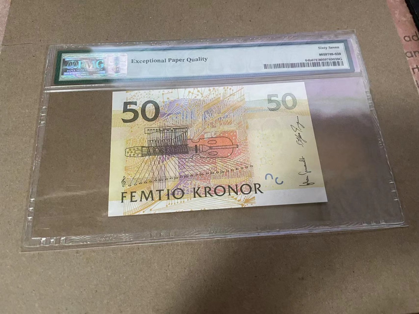 【Blue Auction】✨世界纸币精拍第368期——格雷伯爵夫妇 瑞典 2008年50克朗 PMG67EPQ 夜莺