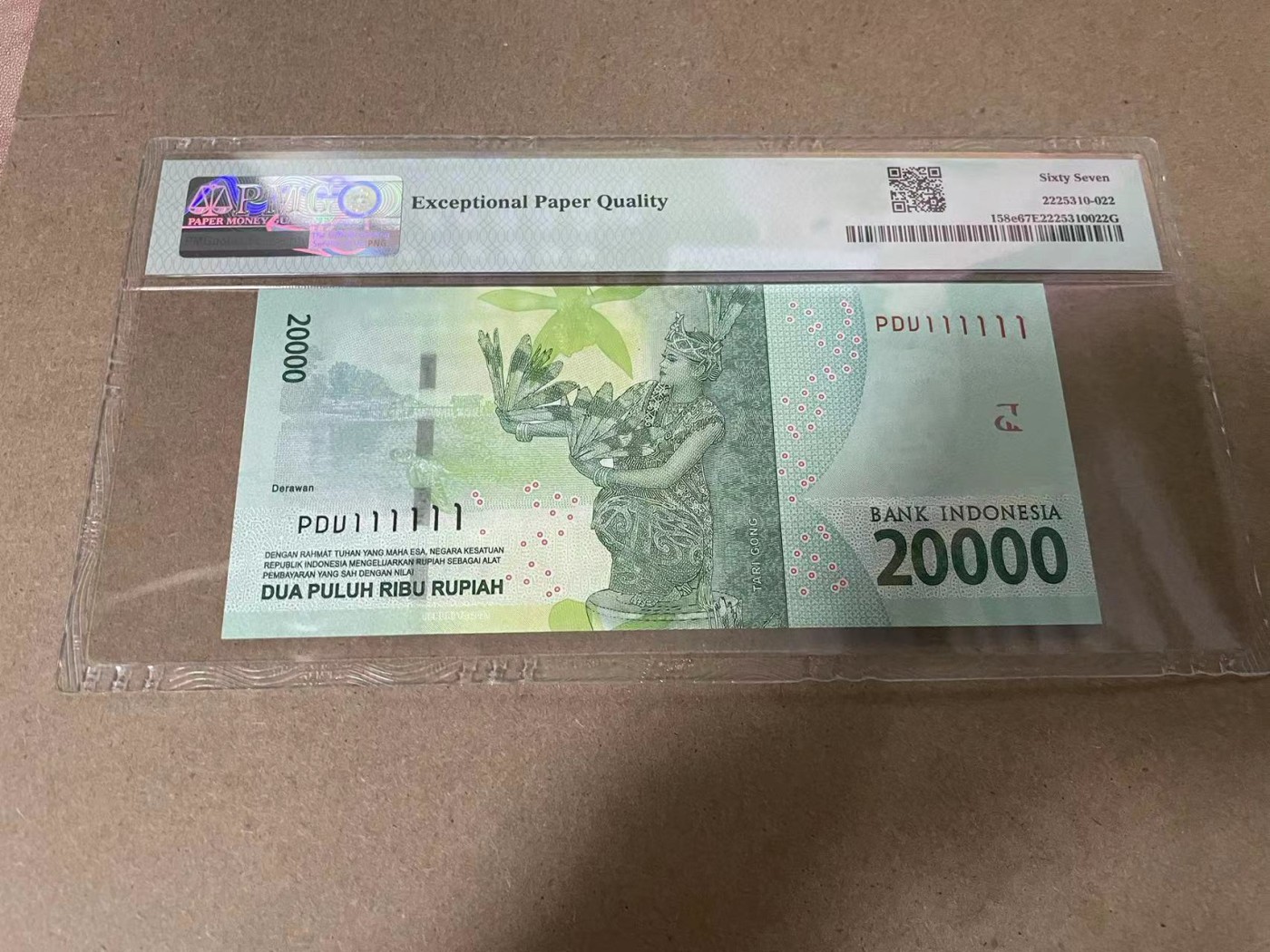 【Blue Auction】✨世界纸币精拍第368期——格雷伯爵夫妇 【全同1】印尼 2016年20000卢比 PMG67EPQ 