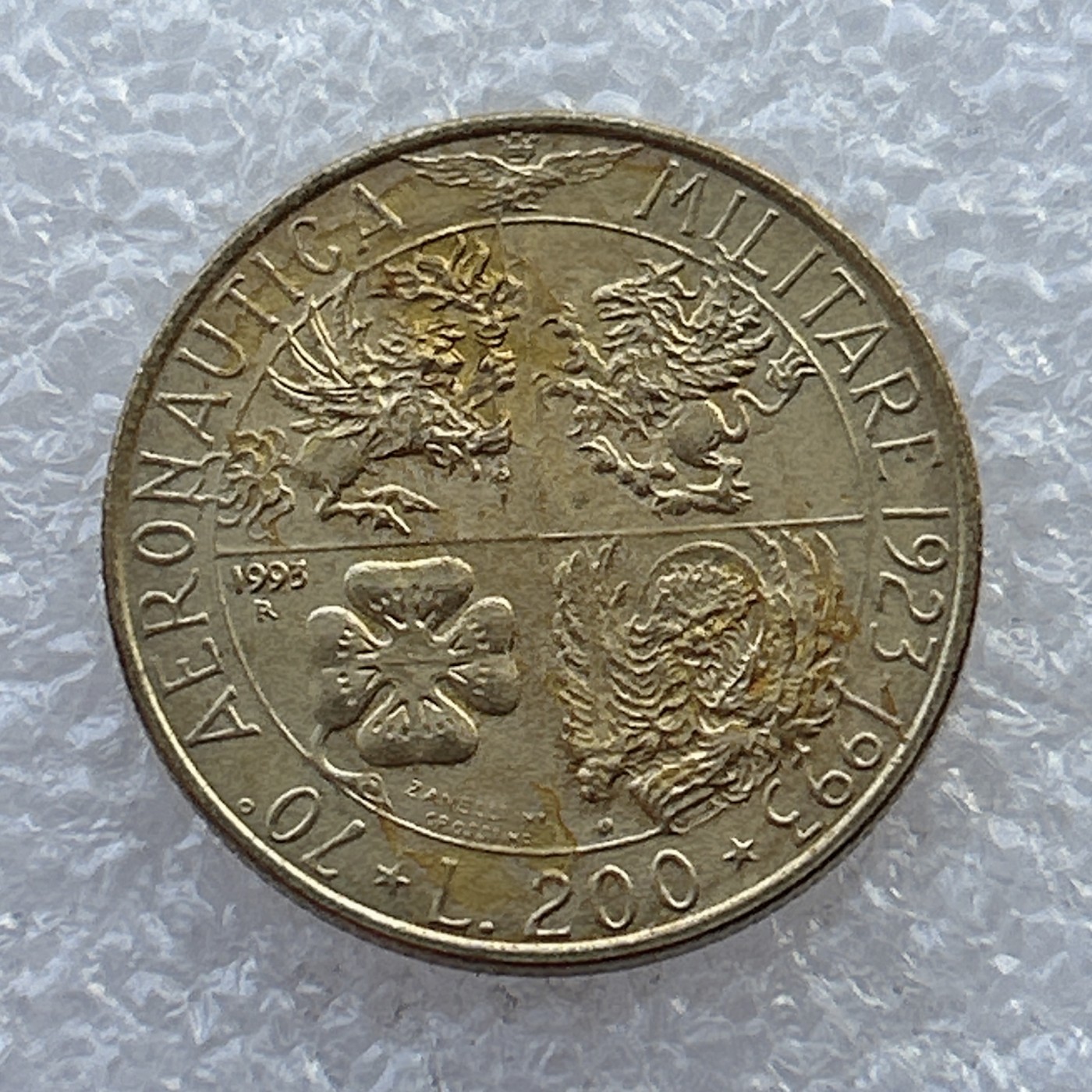 全场一元起拍 世界钱币散币场 第22期 意大利200里拉军事航空70周年纪念币