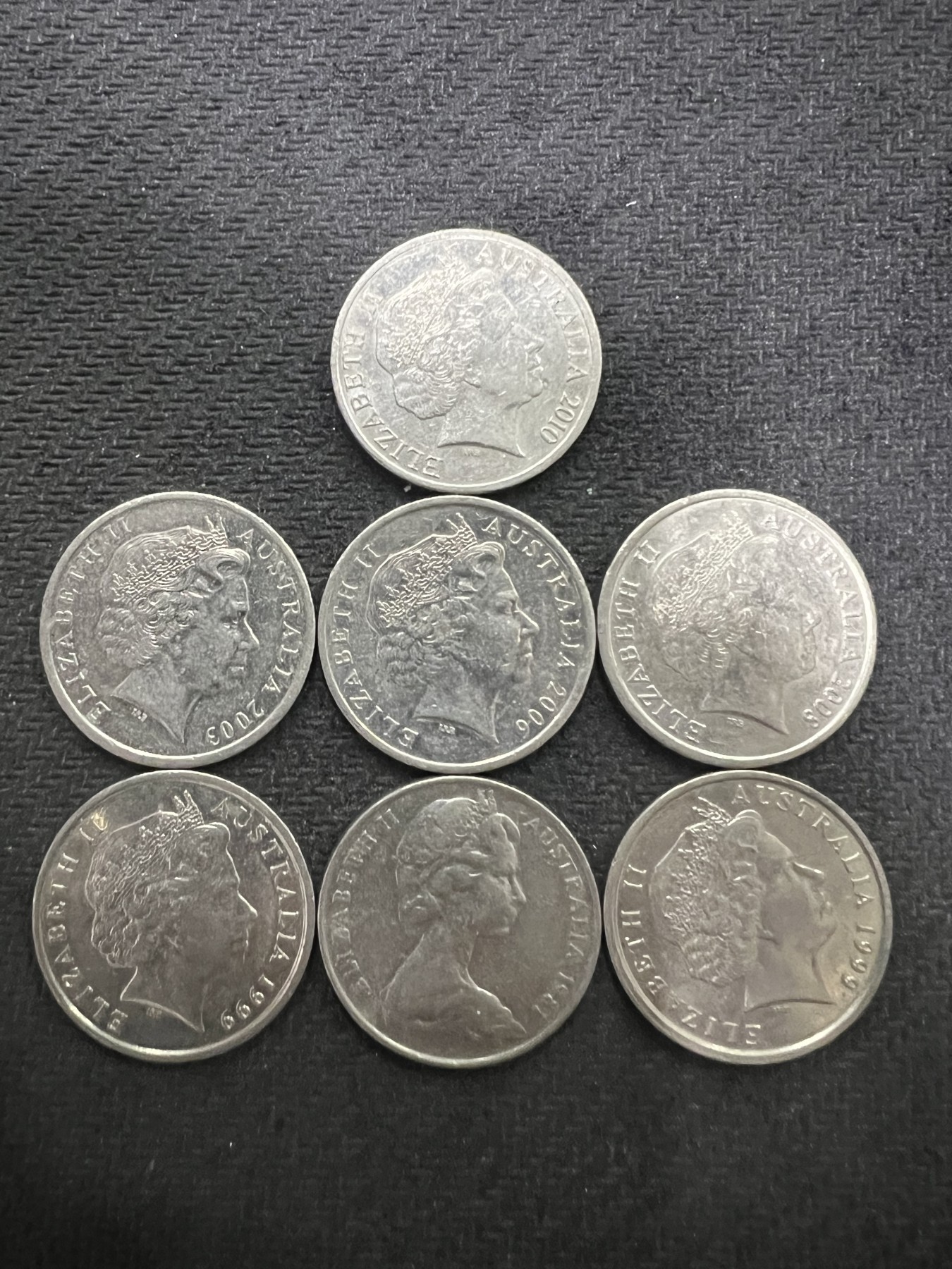 飞翔风筝第7场世界钱币纸币硬币 澳大利亚7枚年份不同