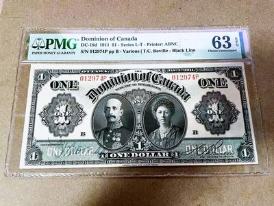【Blue Auction】✨世界纸币精拍第368期——格雷伯爵夫妇 - 【手签 百年风云 历史印记】加拿大早期 自治领 1911年1元 人像为格雷伯爵夫妇  PMG63EPQ 全新原票 ABNC出品雕刻精美 背面为国会大厦 高分值得收藏