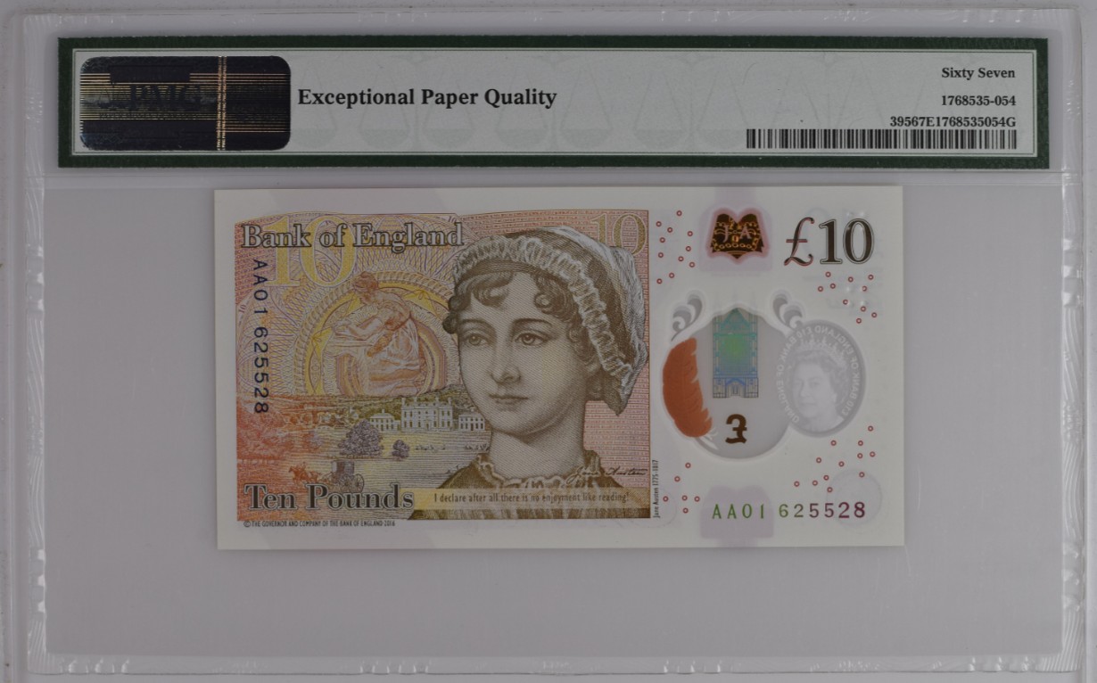 《张总收藏》118期-外币超精品合集 英国2016年10镑AA01冠PMG67E高分无47尾8