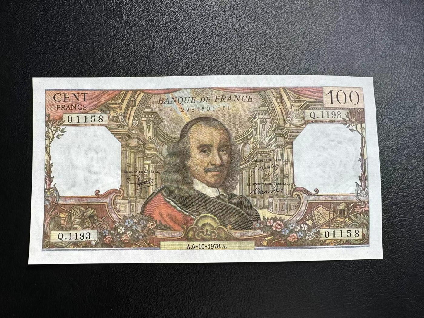 【Blue Auction】✨世界纸币精拍第368期——格雷伯爵夫妇 【无47】法国 1978年100法郎 高乃伊  UNC