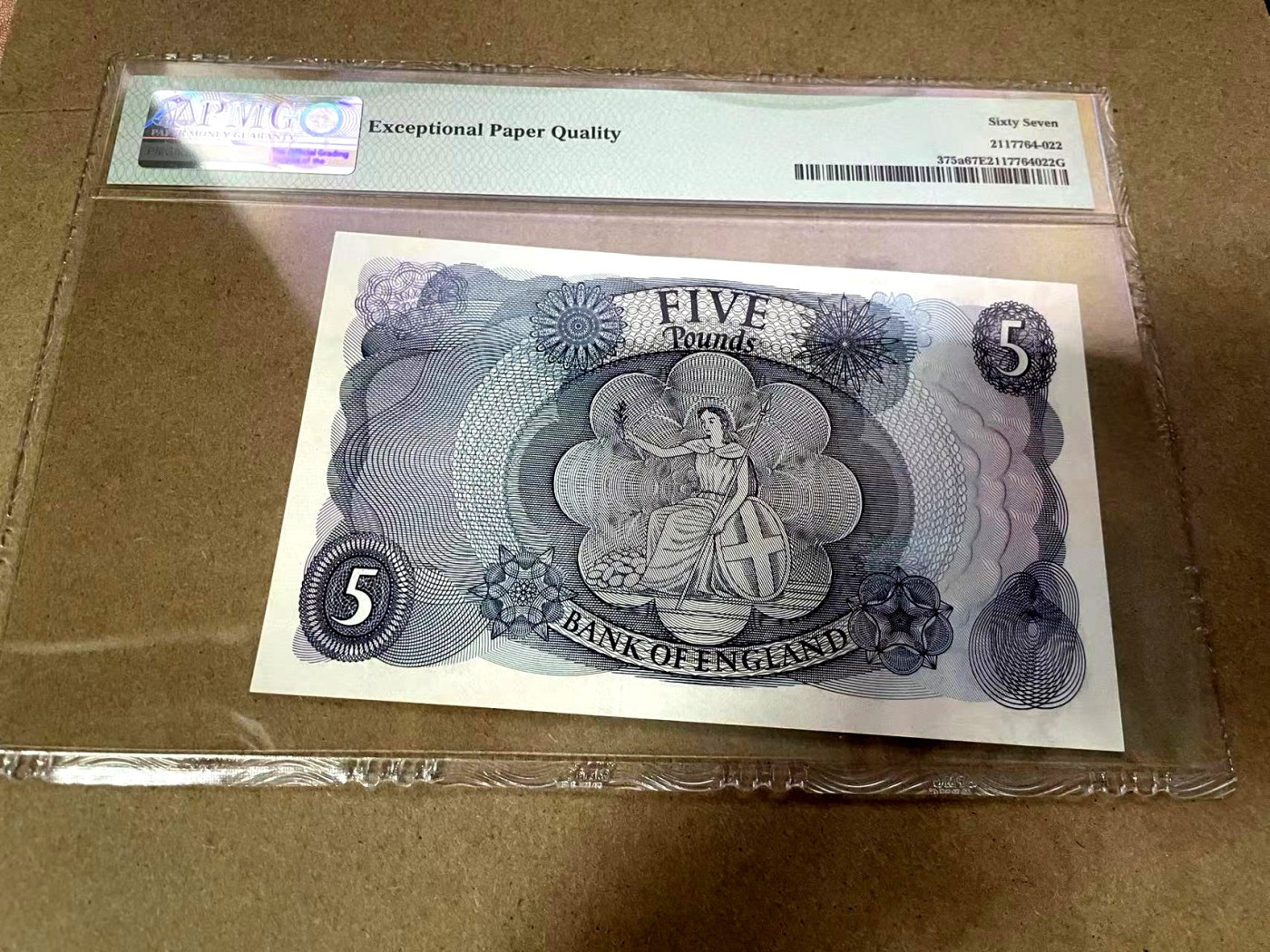 【Blue Auction】✨世界纸币精拍第368期——格雷伯爵夫妇 【a版首签 A03冠】英国 1963-66年 C序列5镑 女王 PMG67EPQ 高分  