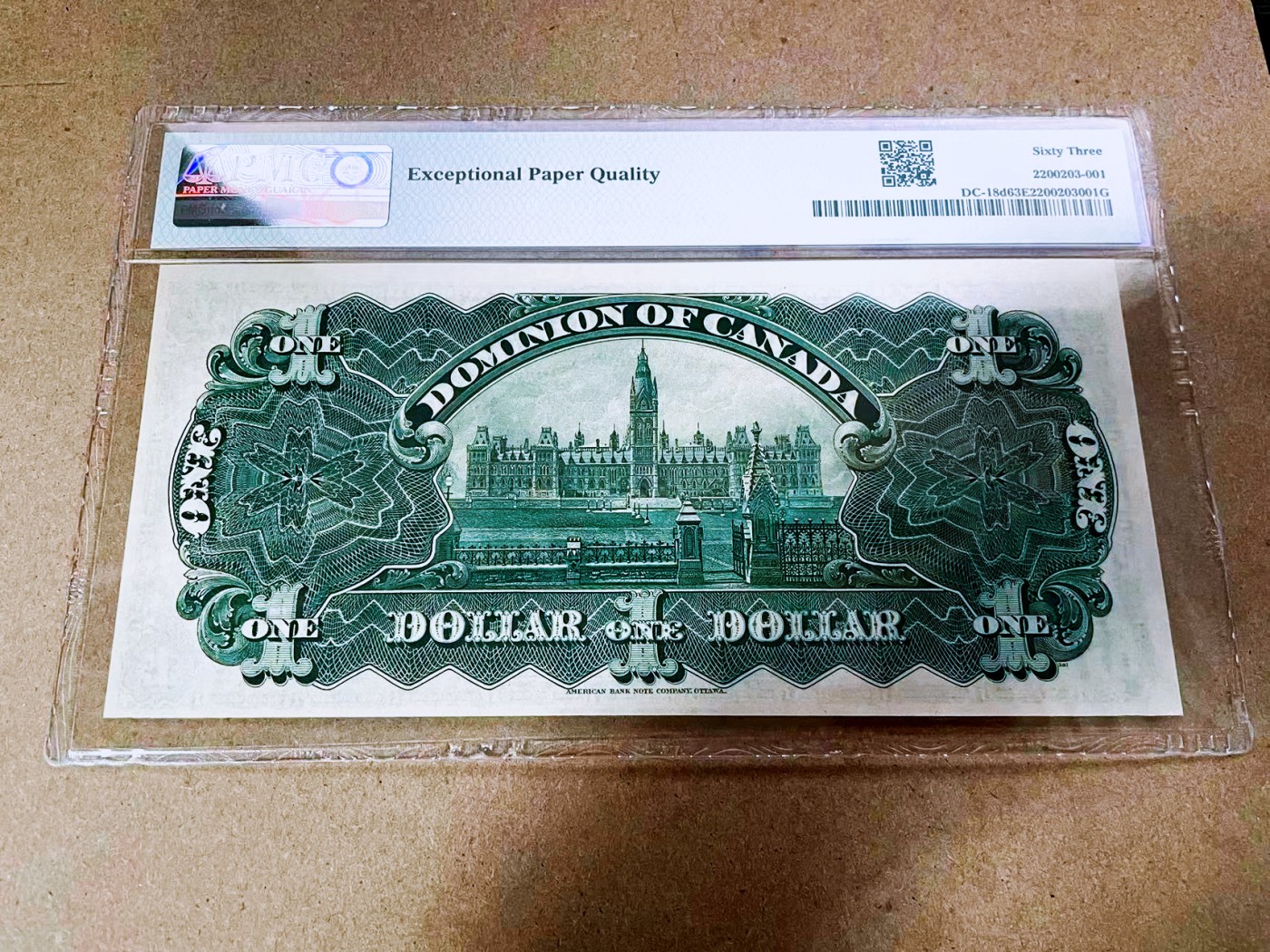 【Blue Auction】✨世界纸币精拍第368期——格雷伯爵夫妇 【手签 百年风云 历史印记】加拿大早期 自治领 1911年1元 人像为格雷伯爵夫妇  PMG63EPQ 全新原票 ABNC出品雕刻精美 背面为国会大厦 高分值得收藏