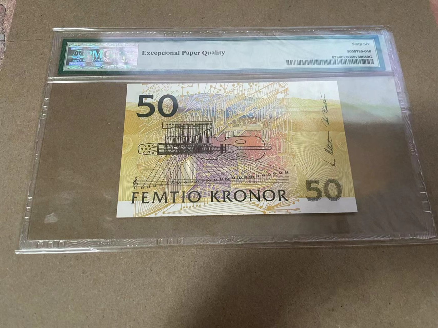 【Blue Auction】✨世界纸币精拍第368期——格雷伯爵夫妇 【初版】瑞典 1996-2002年50克朗 PMG66EPQ 夜莺