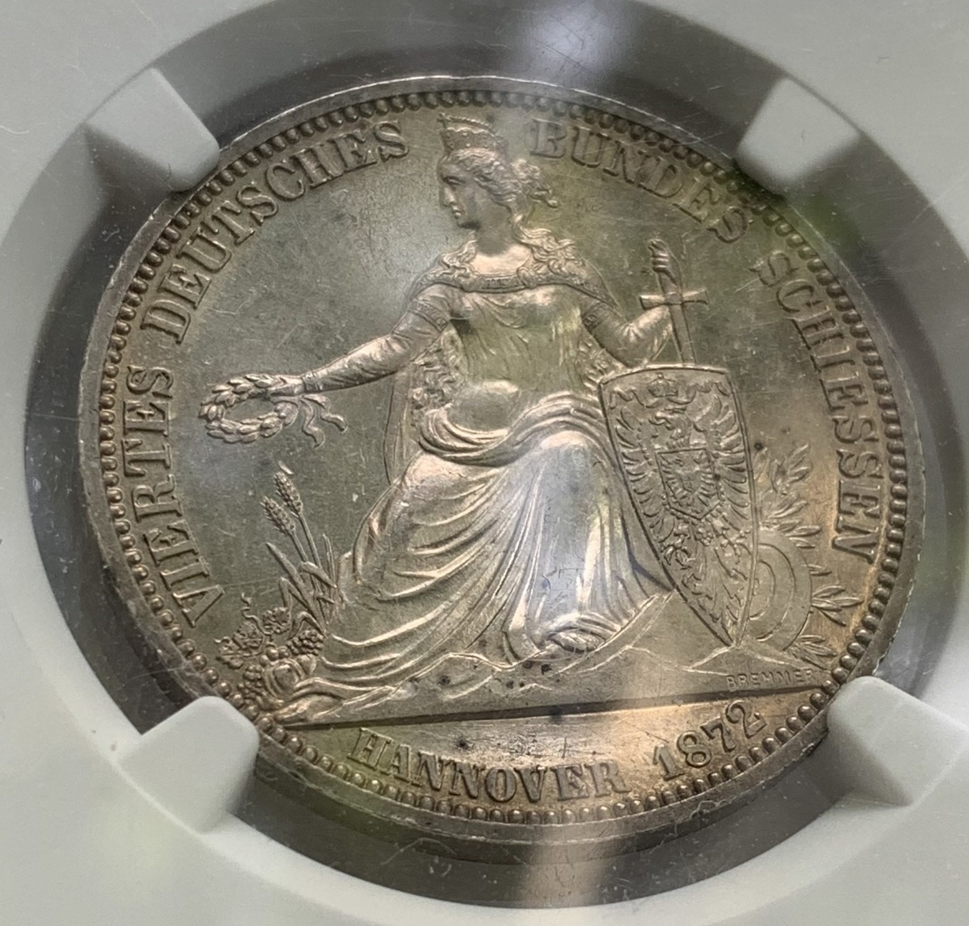 瓶子🏺第108期拍卖会  德邦1872年汉诺威胜利女神1泰勒银币  NGC MS62