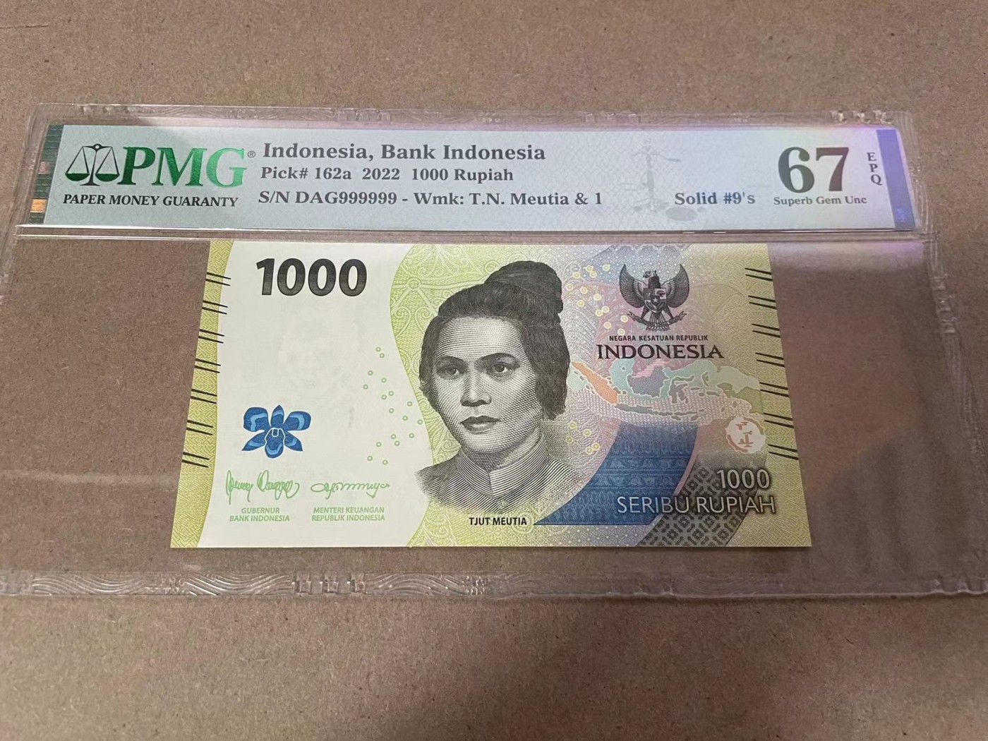 【Blue Auction】✨世界纸币精拍第368期——格雷伯爵夫妇 【全同9】印尼 2022年1000卢比 PMG67EPQ 