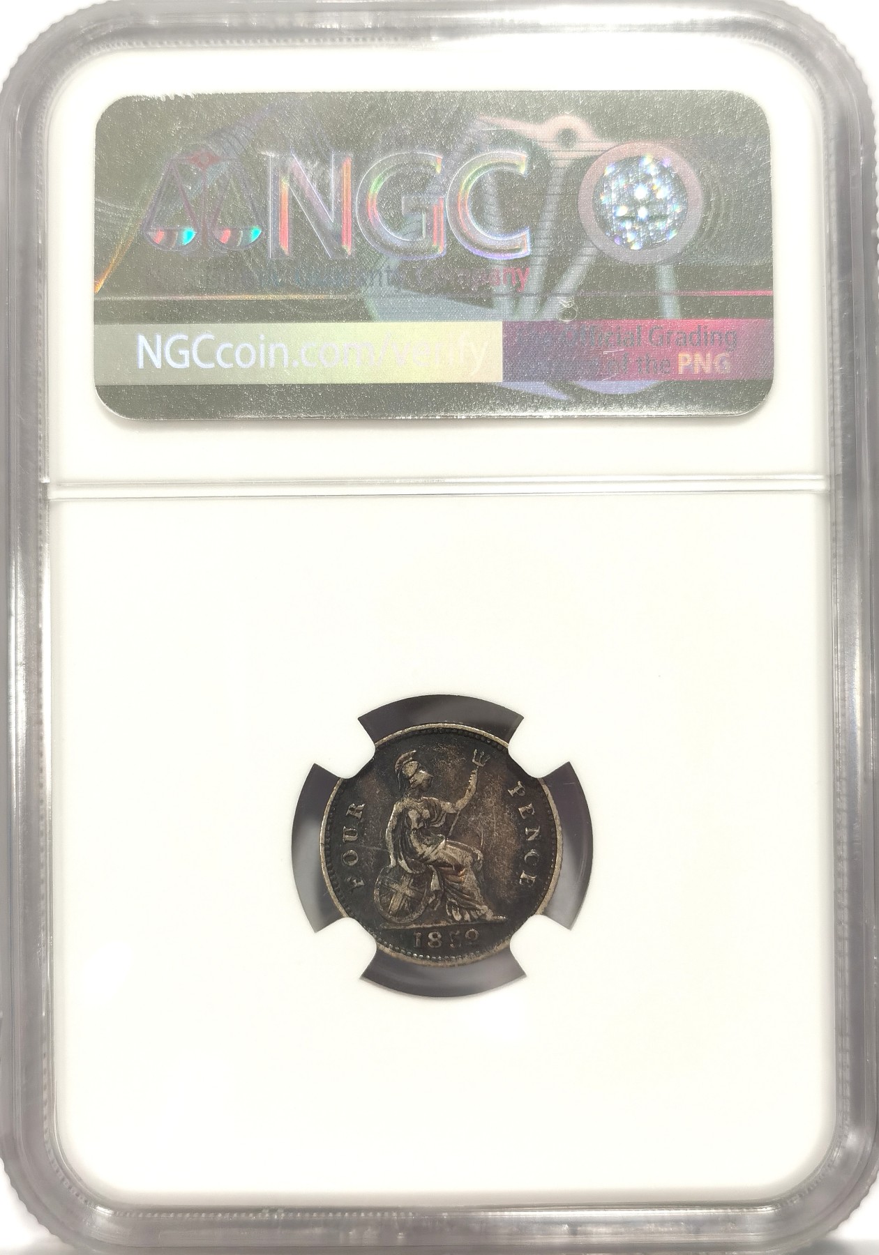 博洋堂世界钱币拍卖第042期周六场（全场包邮）本周五、周六二场连拍 NGC XF45 英国1852年维多利亚4便士银币，酱彩，不是濯足币