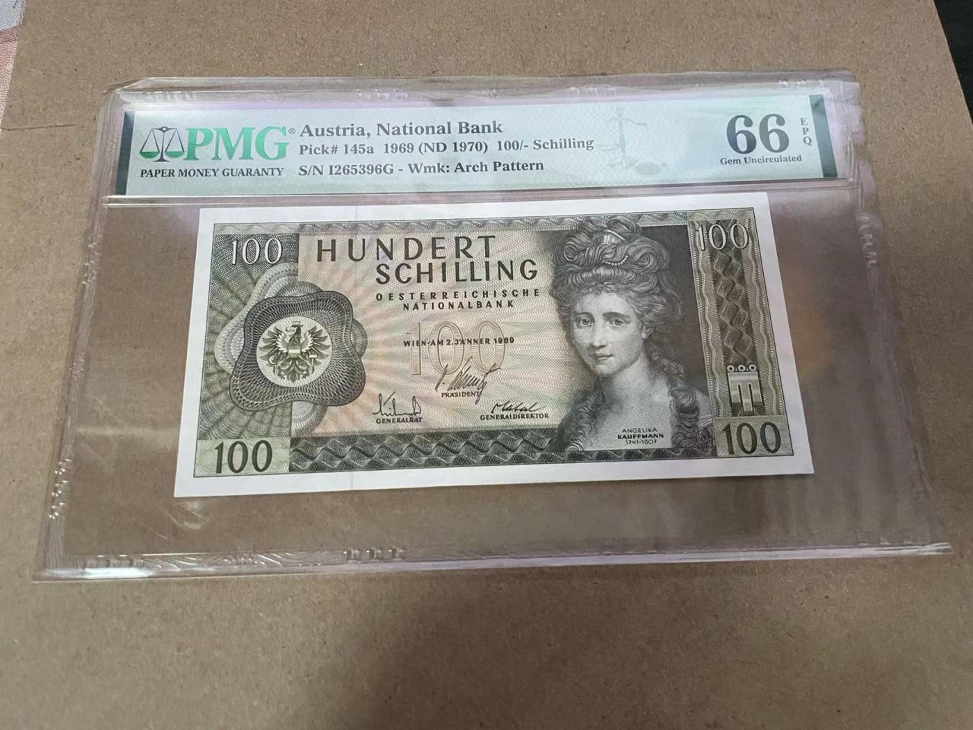 【Blue Auction】✨世界纸币精拍第368期——格雷伯爵夫妇 【无47】奥地利 1969年100先令 PMG66EPQ 