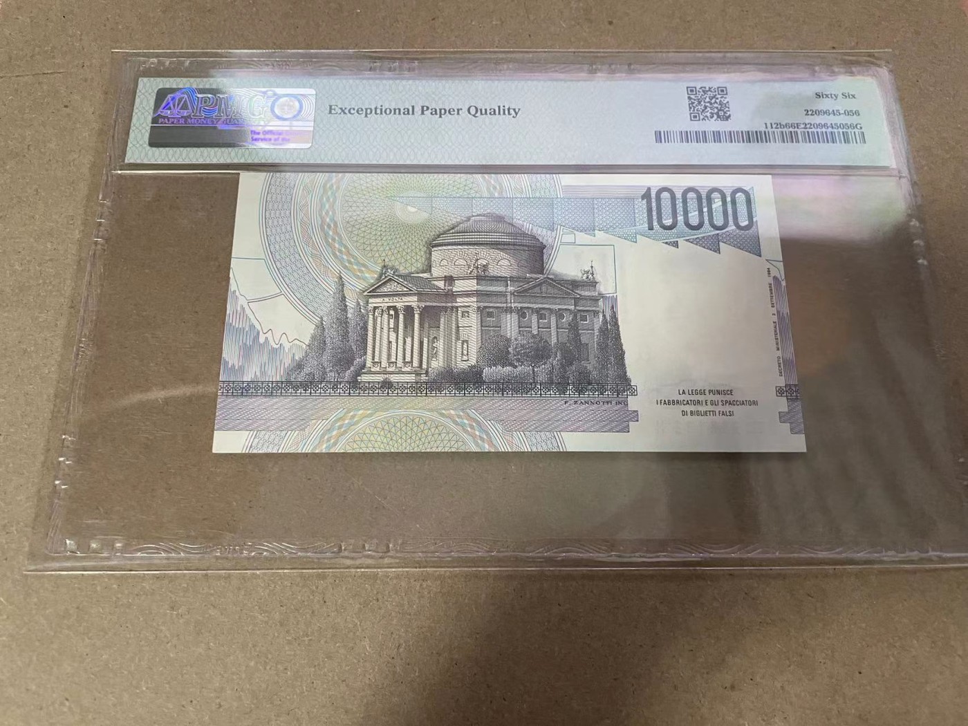 【Blue Auction】✨世界纸币精拍第368期——格雷伯爵夫妇 【无47】意大利 1984年10000里拉 PMG66EPQ 