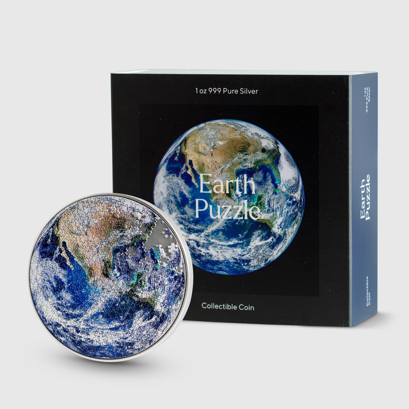 【金钰满堂钱币】拍卖第十五期 福利多多 大家多多捧场 2022年乍得发行地球拼图银币，1盎司银+4.5铜盎司银直径60m m