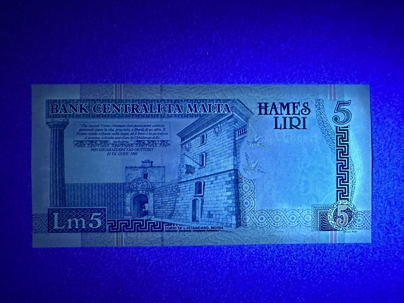 《张总收藏》118期-外币超精品合集 马耳他5里拉 UNC 1994年