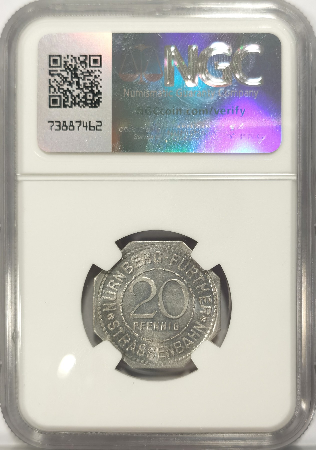 博洋堂世界钱币拍卖第042期周六场（全场包邮）本周五、周六二场连拍 NGC MS64 德国德紧1920年纽伦堡电车代用币20芬尼八角铝币11