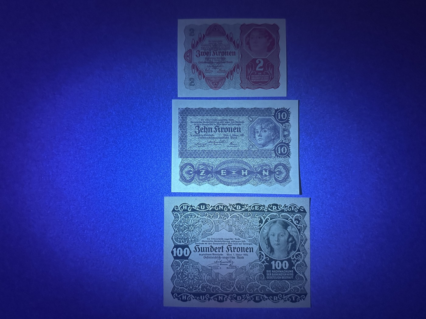 《张总收藏》118期-外币超精品合集 奥地利2、10、100元3张 UNC 1922年版