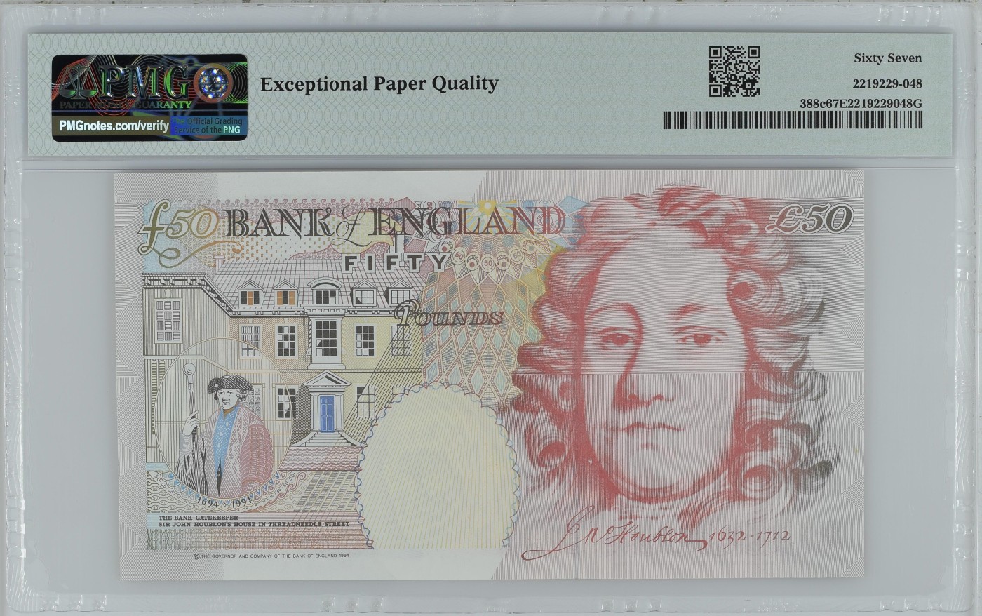 收藏联盟Quantum Auction 第288期拍卖 (已更新) 英国1994 (ND 2006)年50镑 PMG67 号码无4