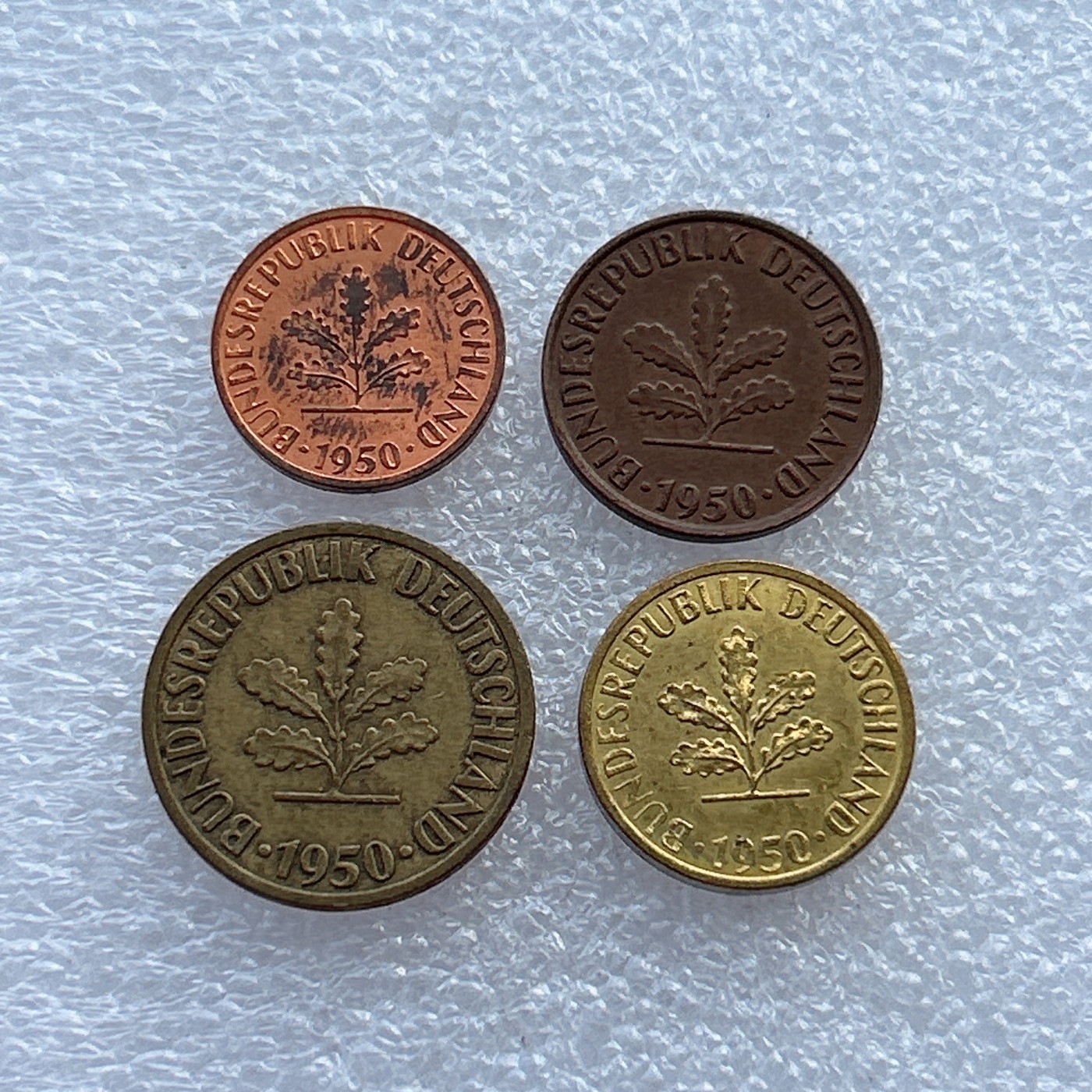 全场一元起拍 世界钱币散币场 第22期 德国1950年4枚套