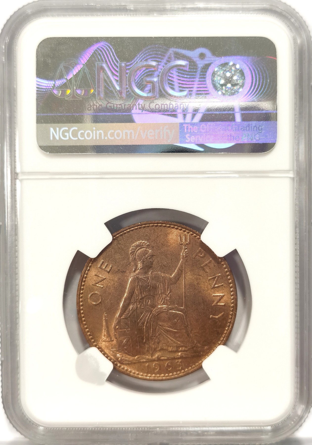 博洋堂世界钱币拍卖第042期周六场（全场包邮）本周五、周六二场连拍 NGC MS63/62/64三枚一组 英属锡兰1945年1分+比利时1953年50分+英国1963年1便士铜币 高分包浆醇厚，三种不同的铜光包浆，趣味性强，性价比高