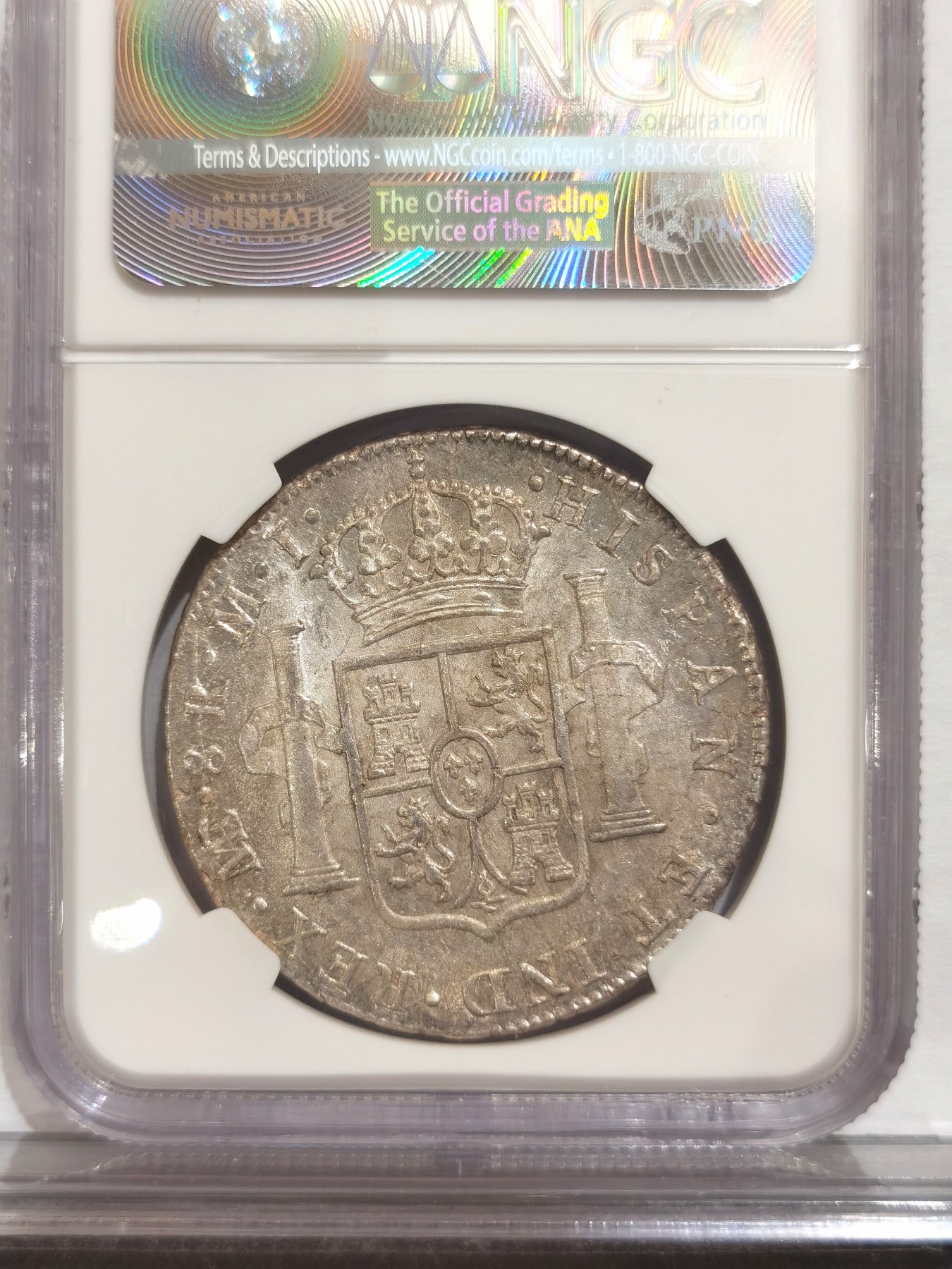 博洋堂世界钱币拍卖第042期周六场（全场包邮）本周五、周六二场连拍 NGC MS62 西属秘鲁1786年卡洛斯三世双柱 8里亚尔 原味粉光 利马卡三一枚可毕业