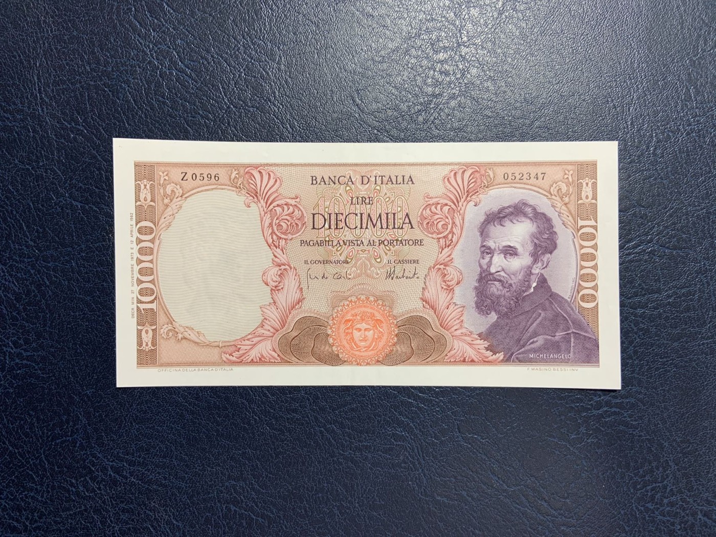 收藏联盟Quantum Auction 第288期拍卖 (已更新) 意大利1973年10000里拉 品相AU- 米开朗基罗