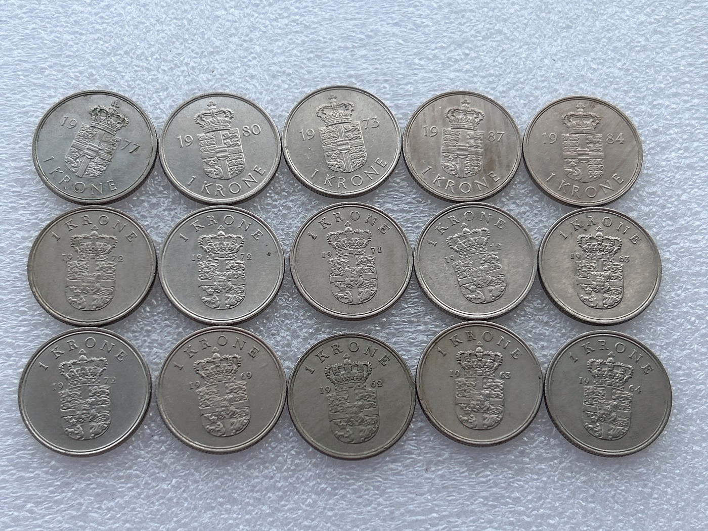 全场一元起拍 世界钱币散币场 第22期 丹麦1克朗 两个头像版 15枚