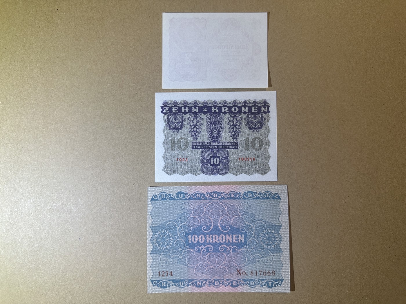 《张总收藏》118期-外币超精品合集 奥地利2、10、100元3张 UNC 1922年版