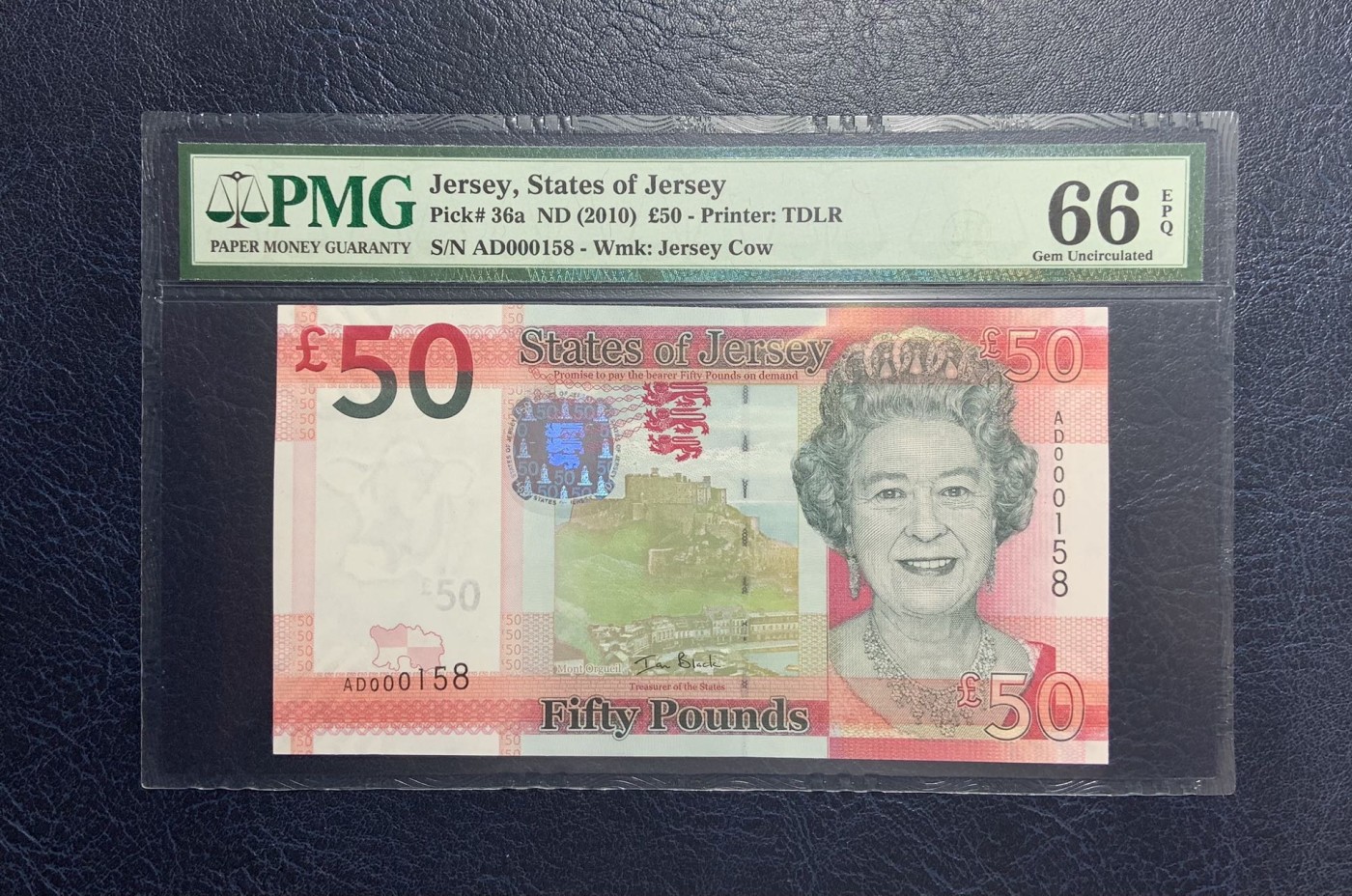 收藏联盟Quantum Auction 第288期拍卖 (已更新) 泽西岛2010年50镑 PMG66 百位号 无347