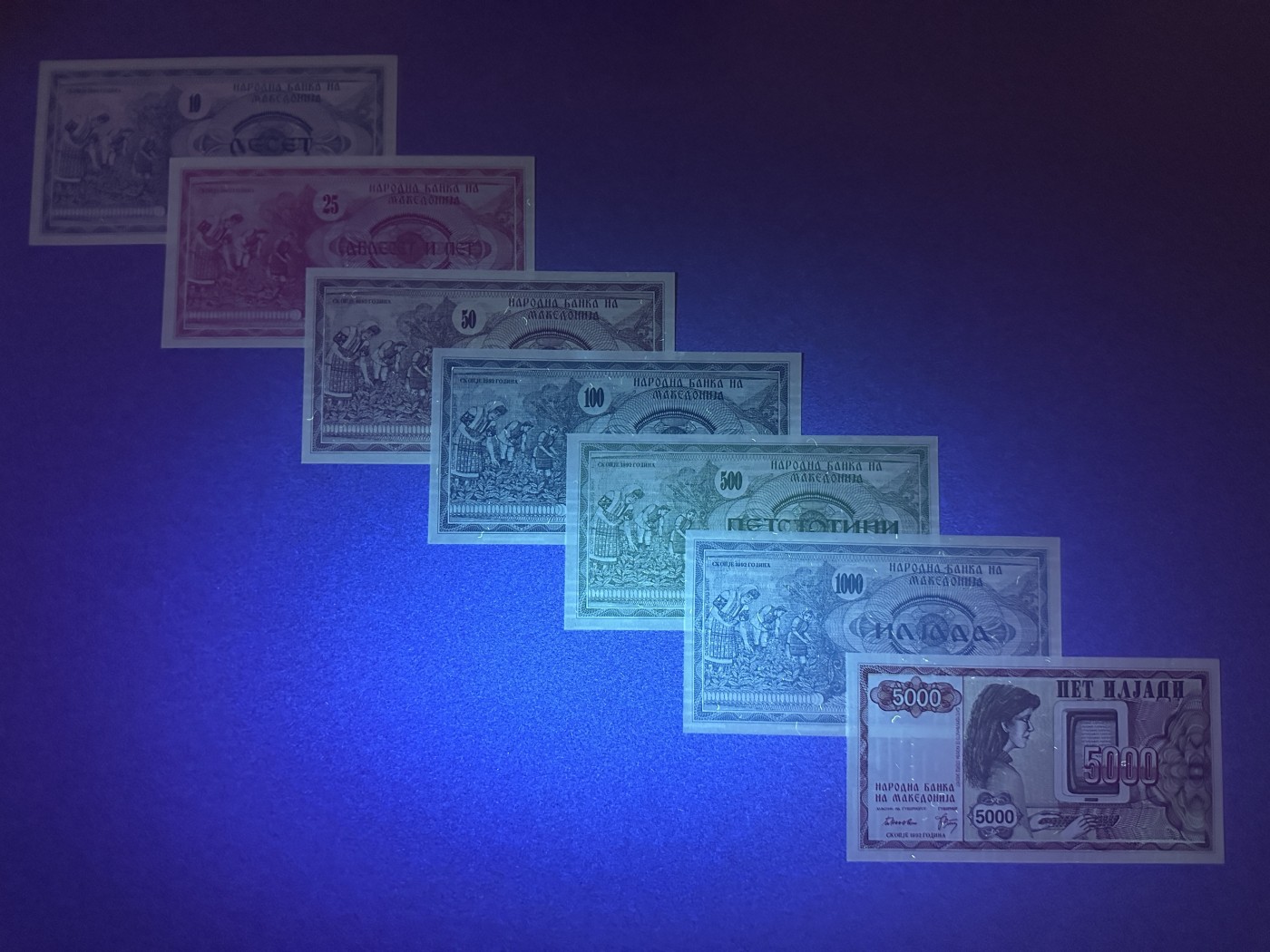 《张总收藏》118期-外币超精品合集 北马其顿10-5000第纳尔7张 UNC 1992年版