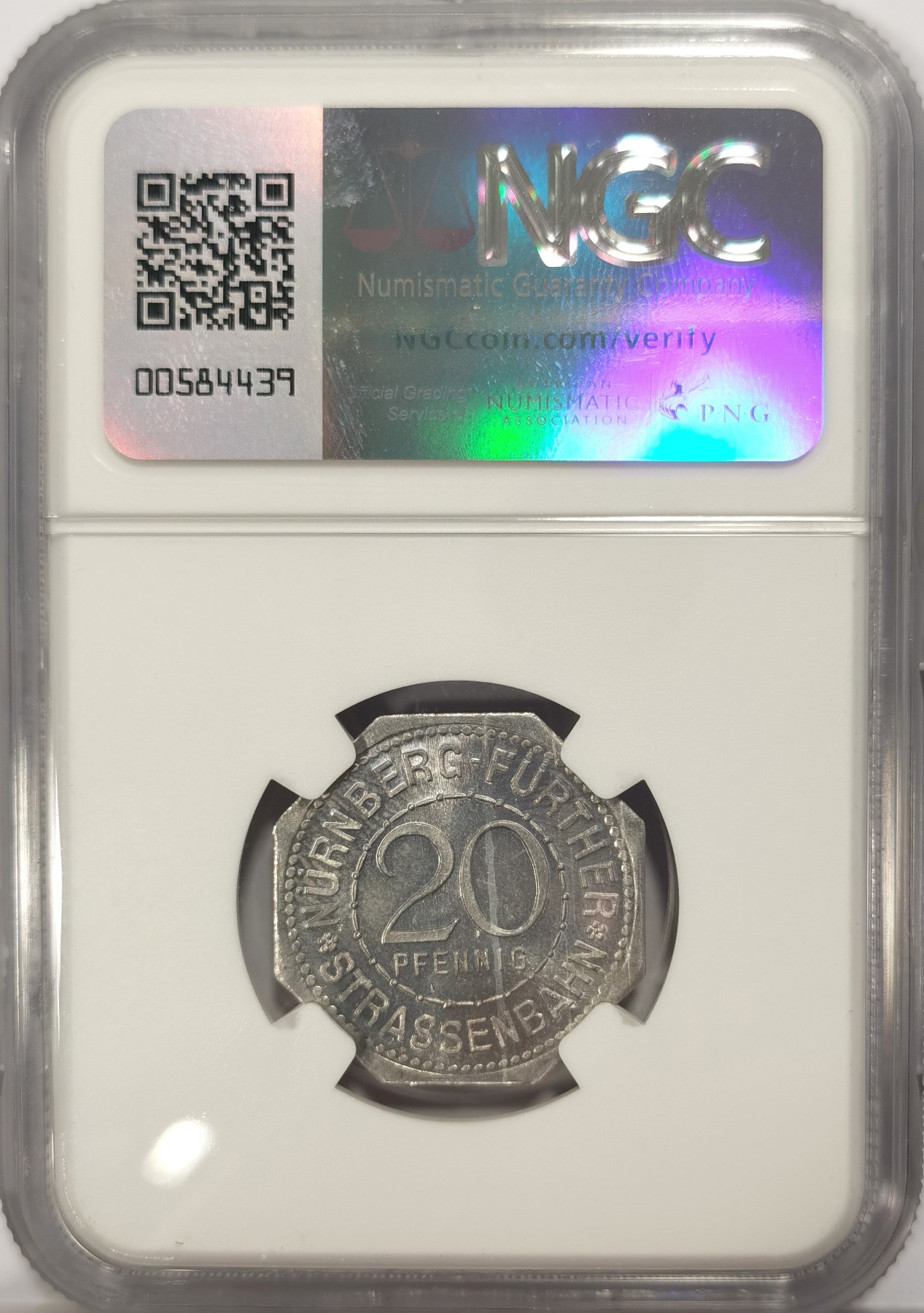 博洋堂世界钱币拍卖第042期周六场（全场包邮）本周五、周六二场连拍 NGC MS64 德国德紧1920年纽伦堡电车代用币20芬尼八角铝币9