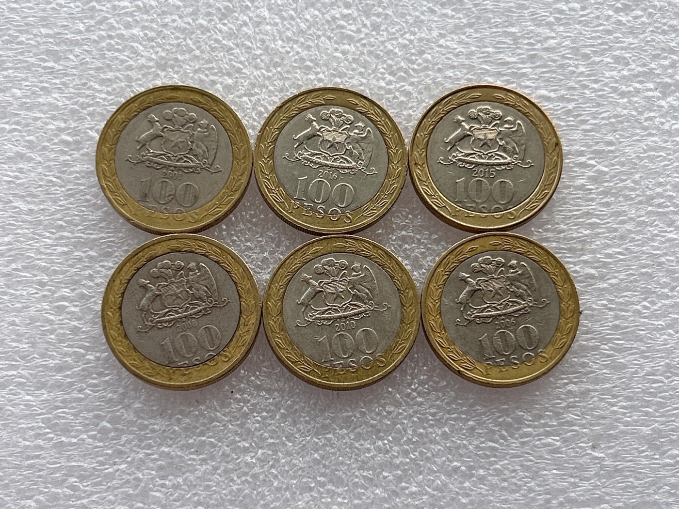 全场一元起拍 世界钱币散币场 第22期 智利100比索6枚