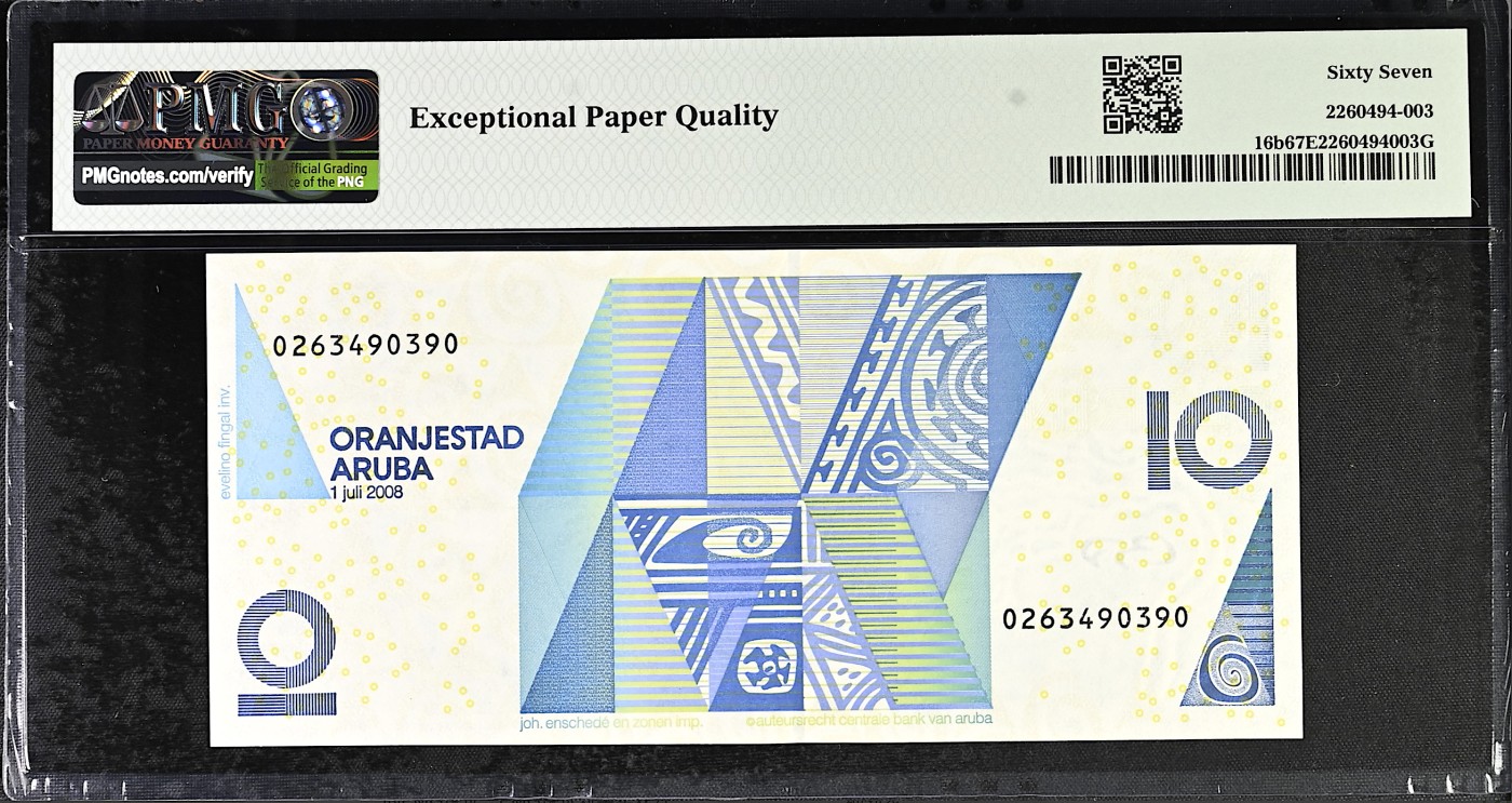 《张总收藏》118期-外币超精品合集 阿鲁巴10元 PMG67E 2008年 亚军分 更高分仅1张