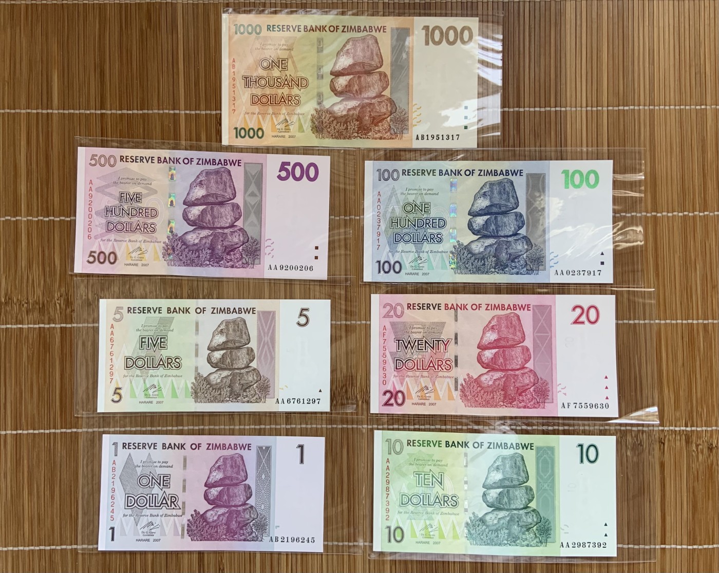 收藏联盟Quantum Auction 第288期拍卖 (已更新) 津巴布韦2007年1-1000元 品相全新UNC 部分为首发AA冠