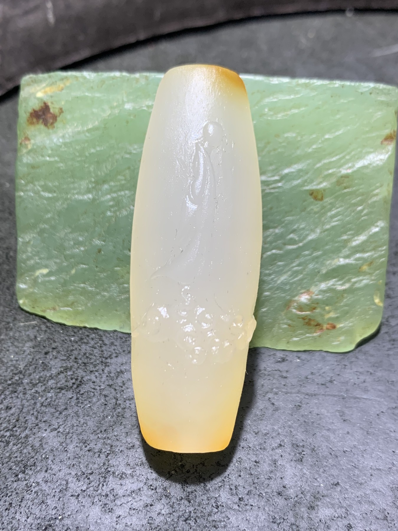 精美高玉化海洋玉髓手工雕刻平步青云一心向佛大桶珠一个！