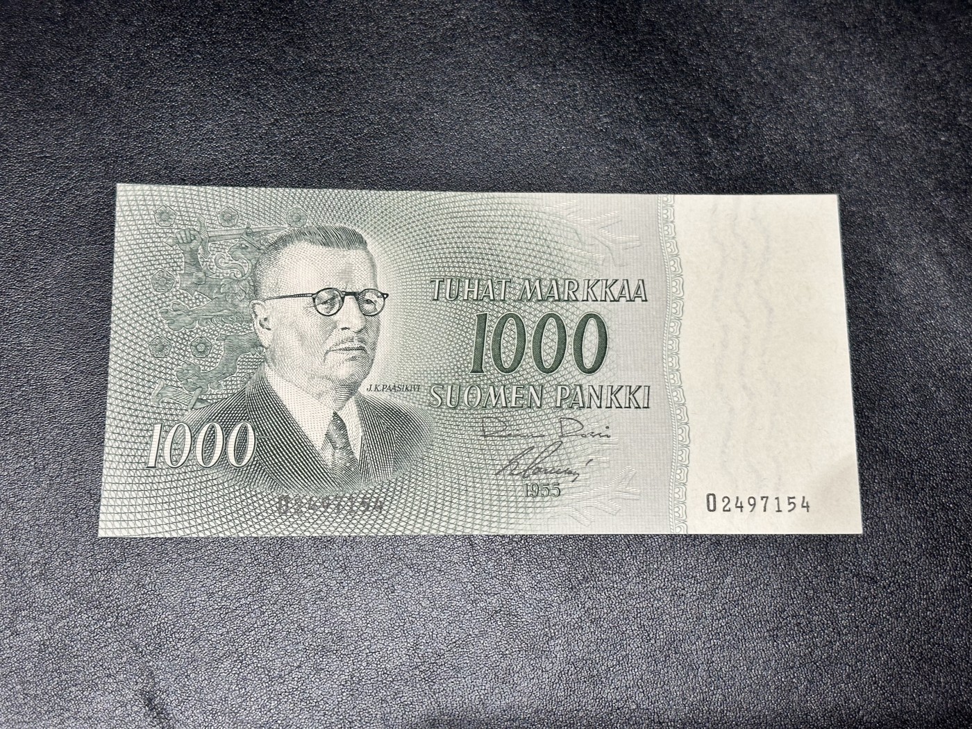 《外钞收藏家》第二百九十七期（连拍第二场）（欧洲五国专场） 芬兰1955年1000马克 全新 老票没那么绝