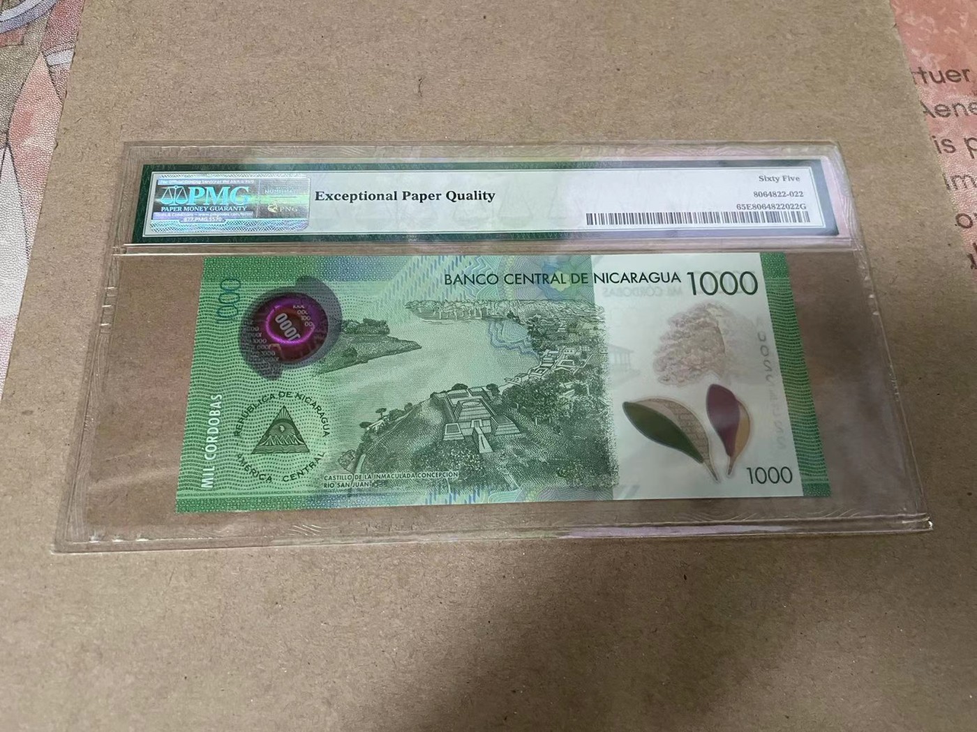 【Blue Auction】✨世界纸币精拍第369期【精】 尼加拉瓜 2017年1000科多巴 PMG65EPQ A冠