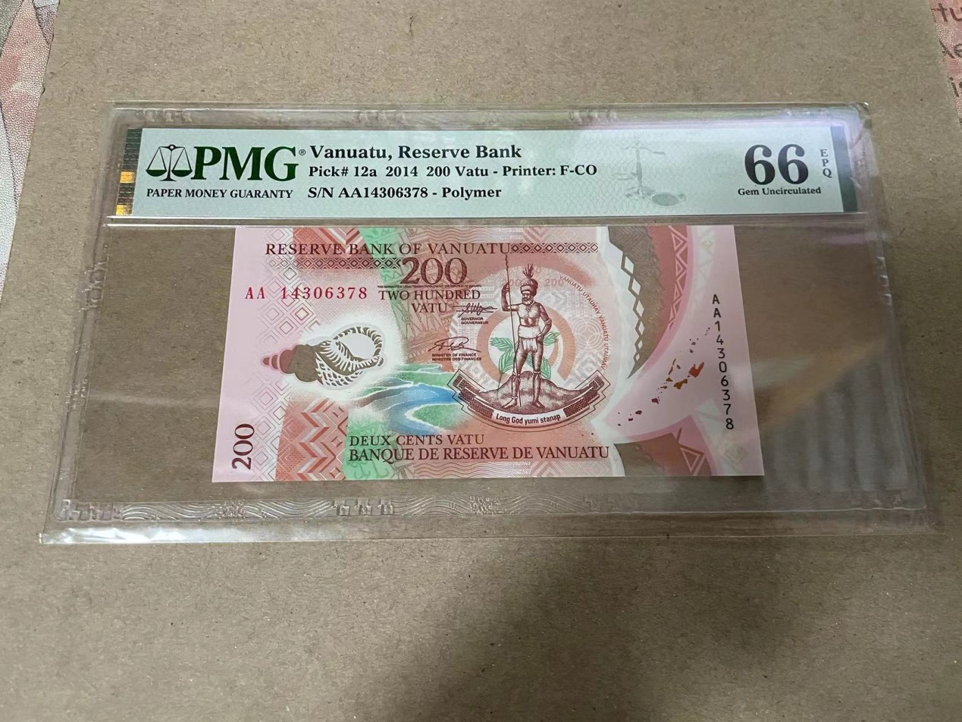 【Blue Auction】✨世界纸币精拍第369期【精】 【AA】瓦努阿图 2014年200瓦图 PMG66EPQ 