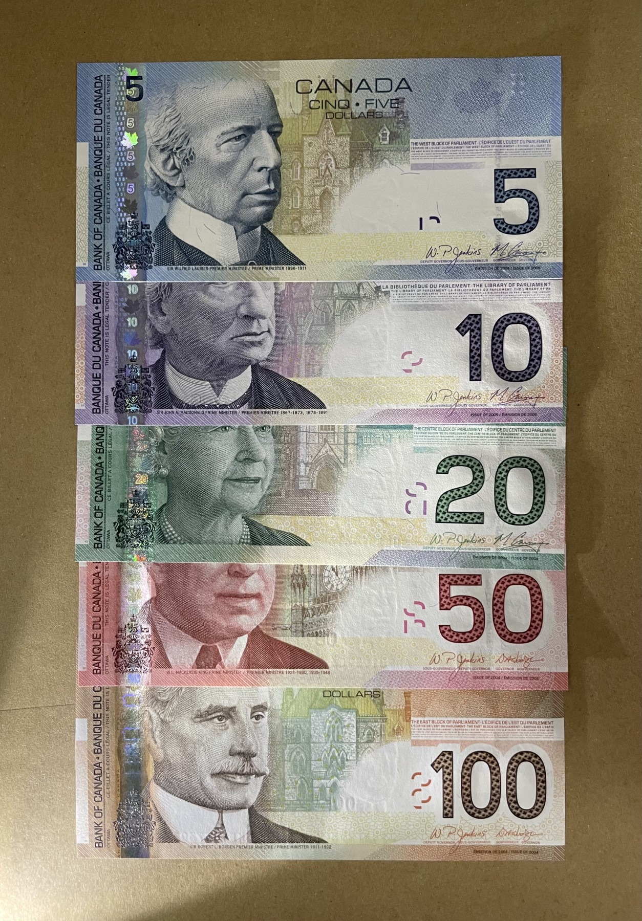 【Blue Auction】✨世界纸币精拍第369期【精】 【一组5张】加拿大 旅版 5-100元 全新UNC