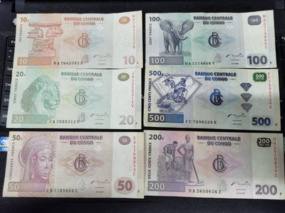 中外钱币 捡漏第6期 - 流通品  非洲刚果纸币6张
