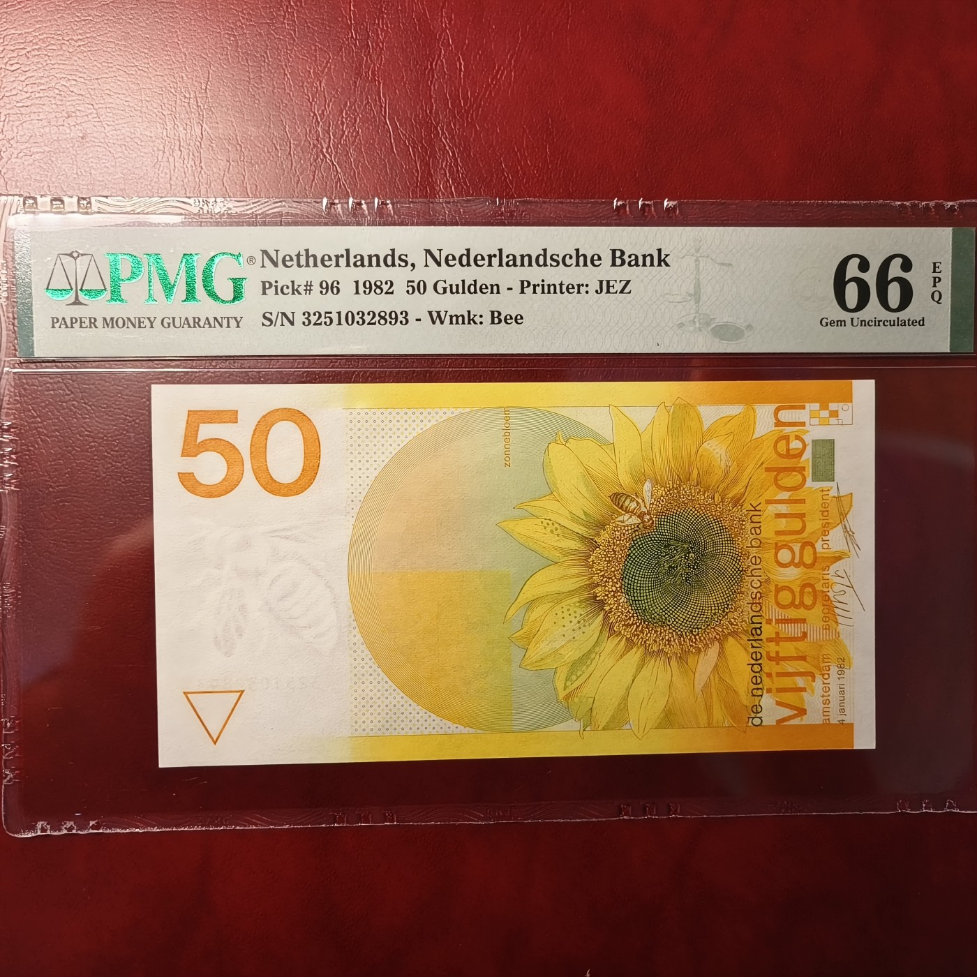 紫鹤外币拍卖第14期-冠军分马丁割袍，无47向日葵 荷兰50盾 经典向日葵 PMG66  无47