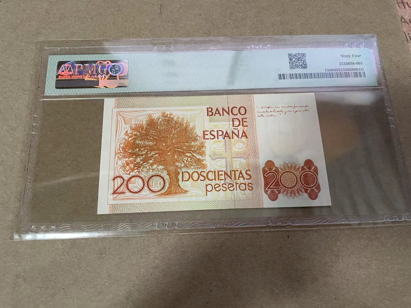 【Blue Auction】✨世界纸币精拍第369期【精】 【无47】西班牙 1980年200比塞塔 PMG64