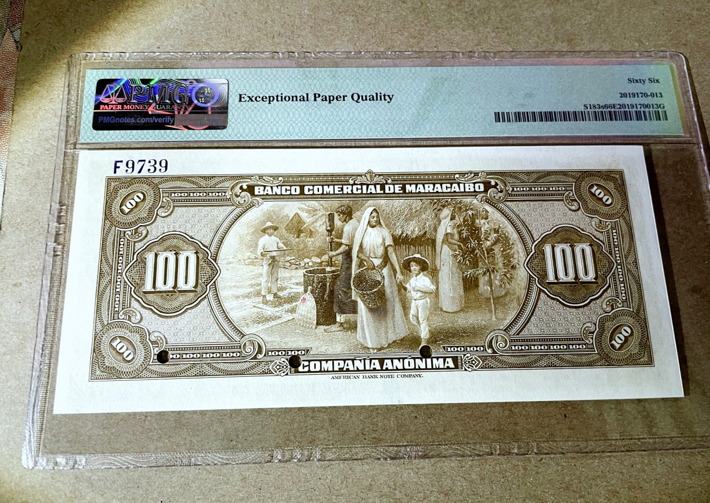 【Blue Auction】✨世界纸币精拍第369期【精】 【亚军分】委内瑞拉 1933年100玻利维亚诺 PMG66EPQ ABNC出品 双面雕刻精美 背面当时市场和乡村风貌 设计非常出彩让人身临其境 目录价UNC就1000美金了